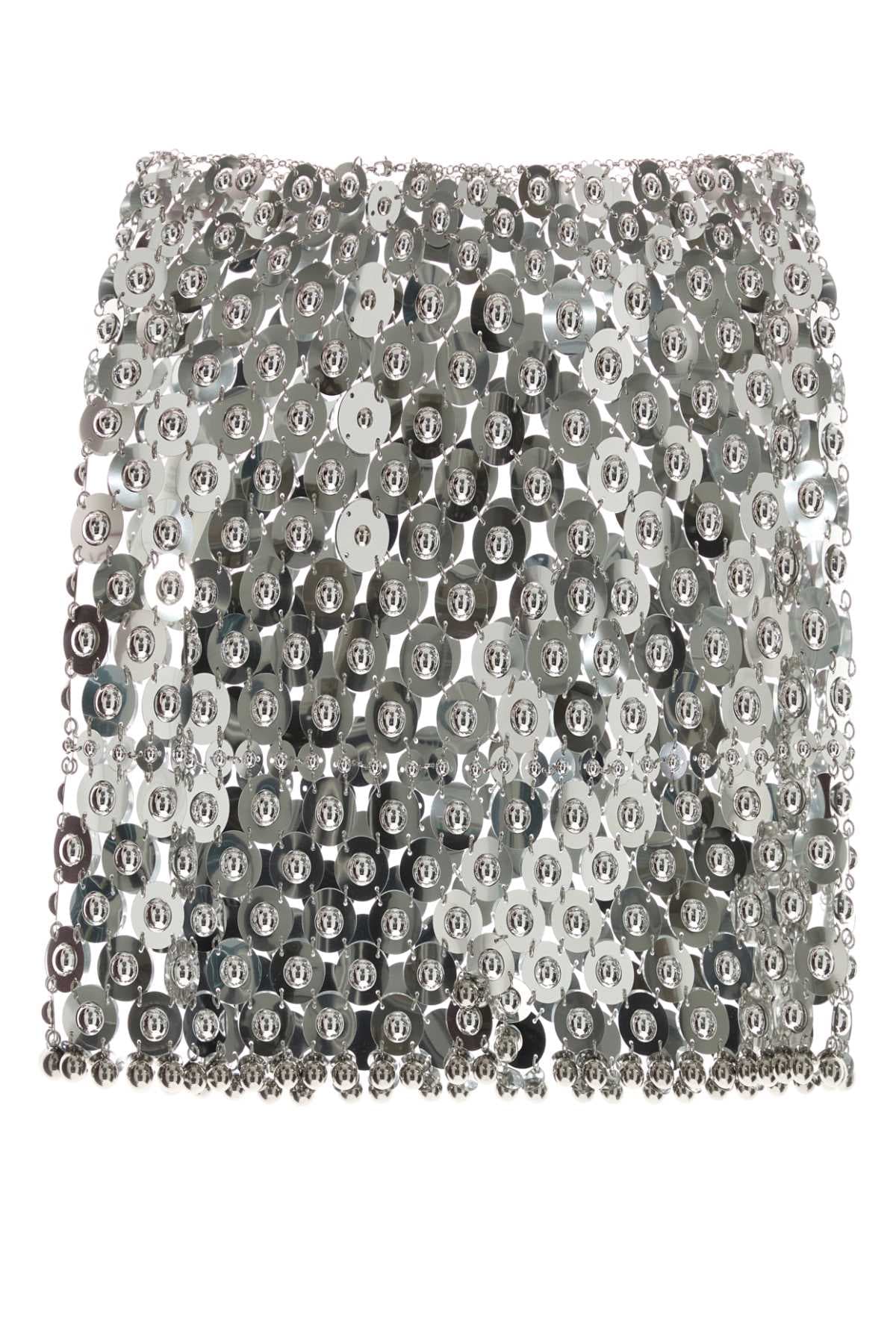 Silver metal knit mini skirt