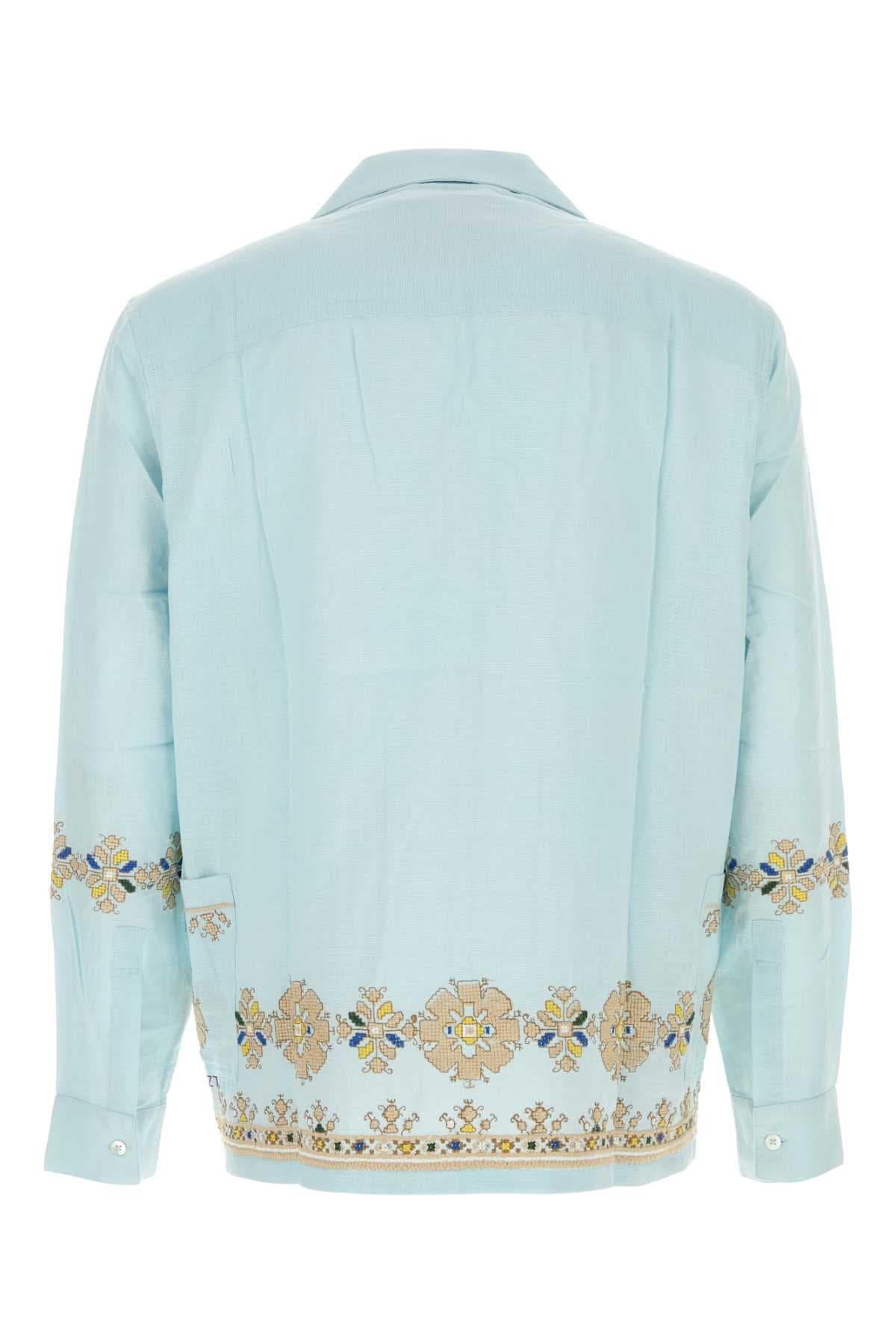 Light pink cotton blend Roses shirt - мініатюра 2