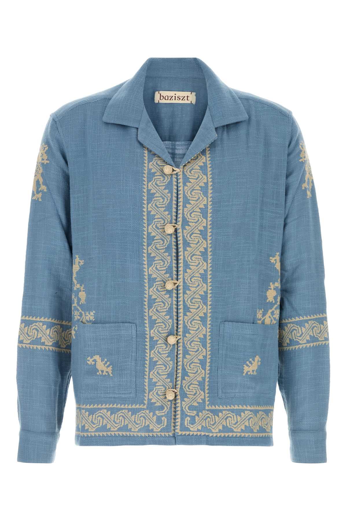 Cerulean blue cotton Tulum shirt