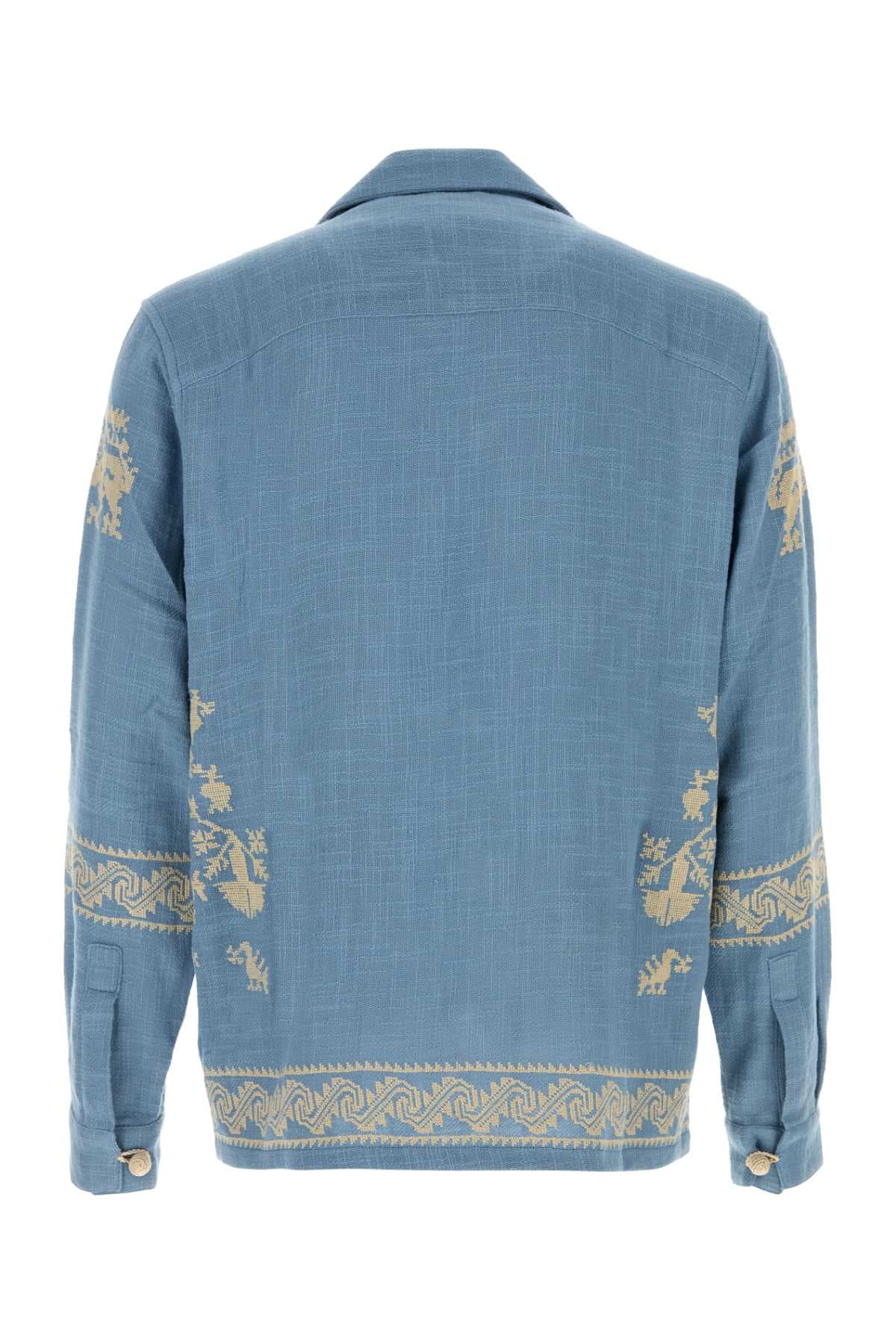 Cerulean blue cotton Tulum shirt - мініатюра 2