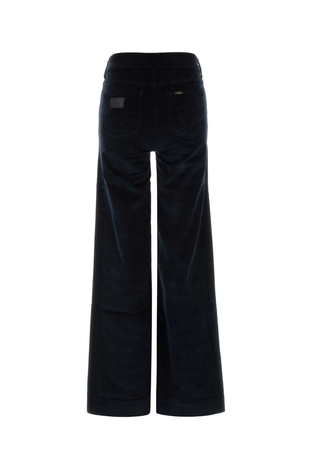 Midnight blue stretch corduroy palazzo pant - мініатюра 2