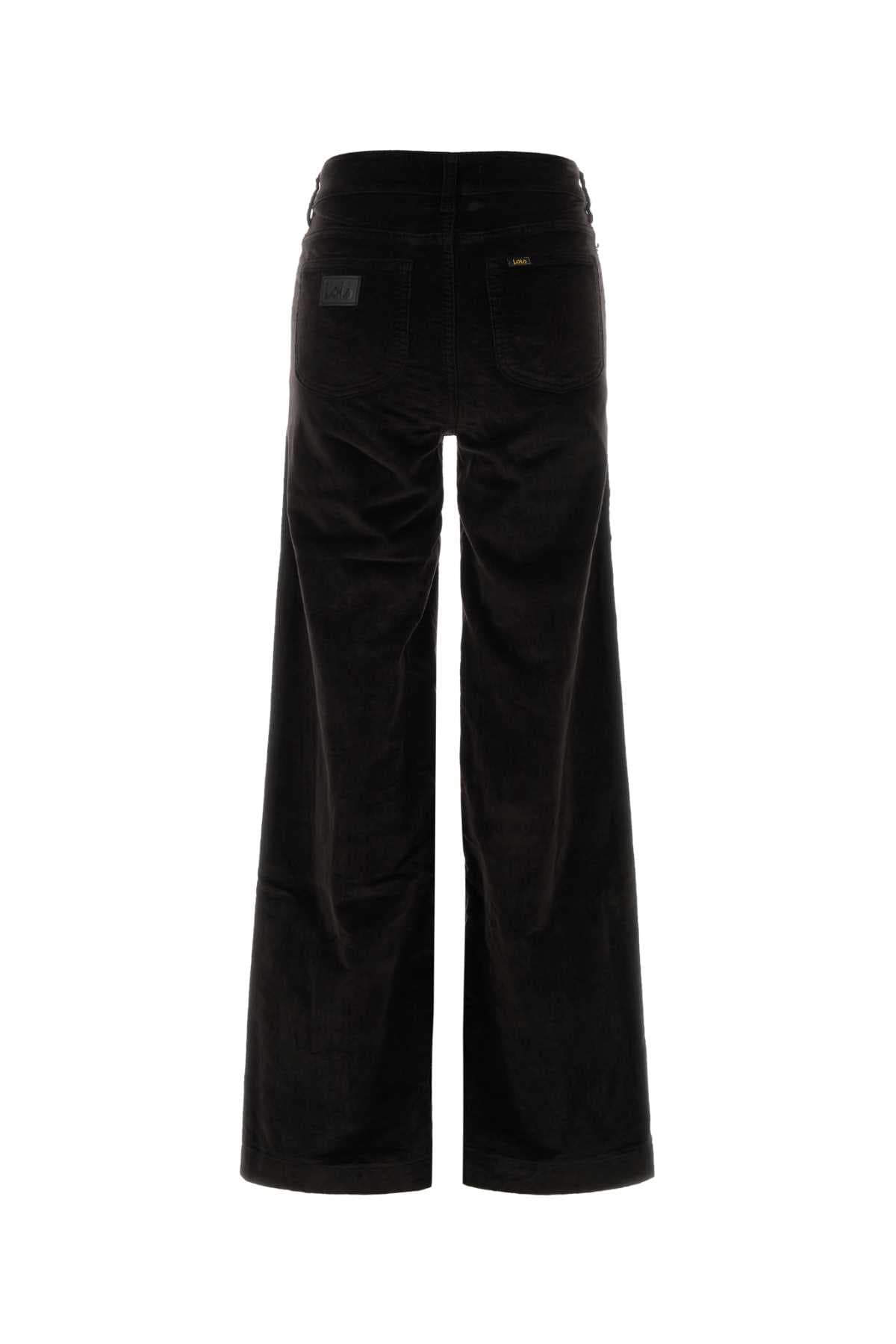 Dark brown stretch corduroy palazzo pant - мініатюра 2