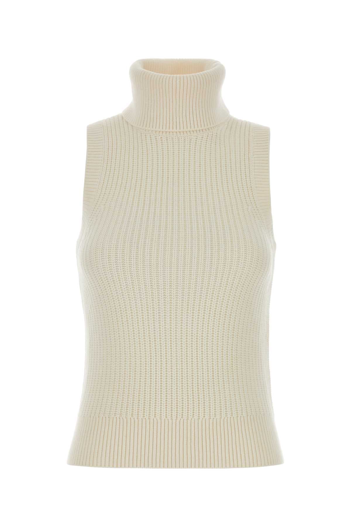 Ivory wool blend vest