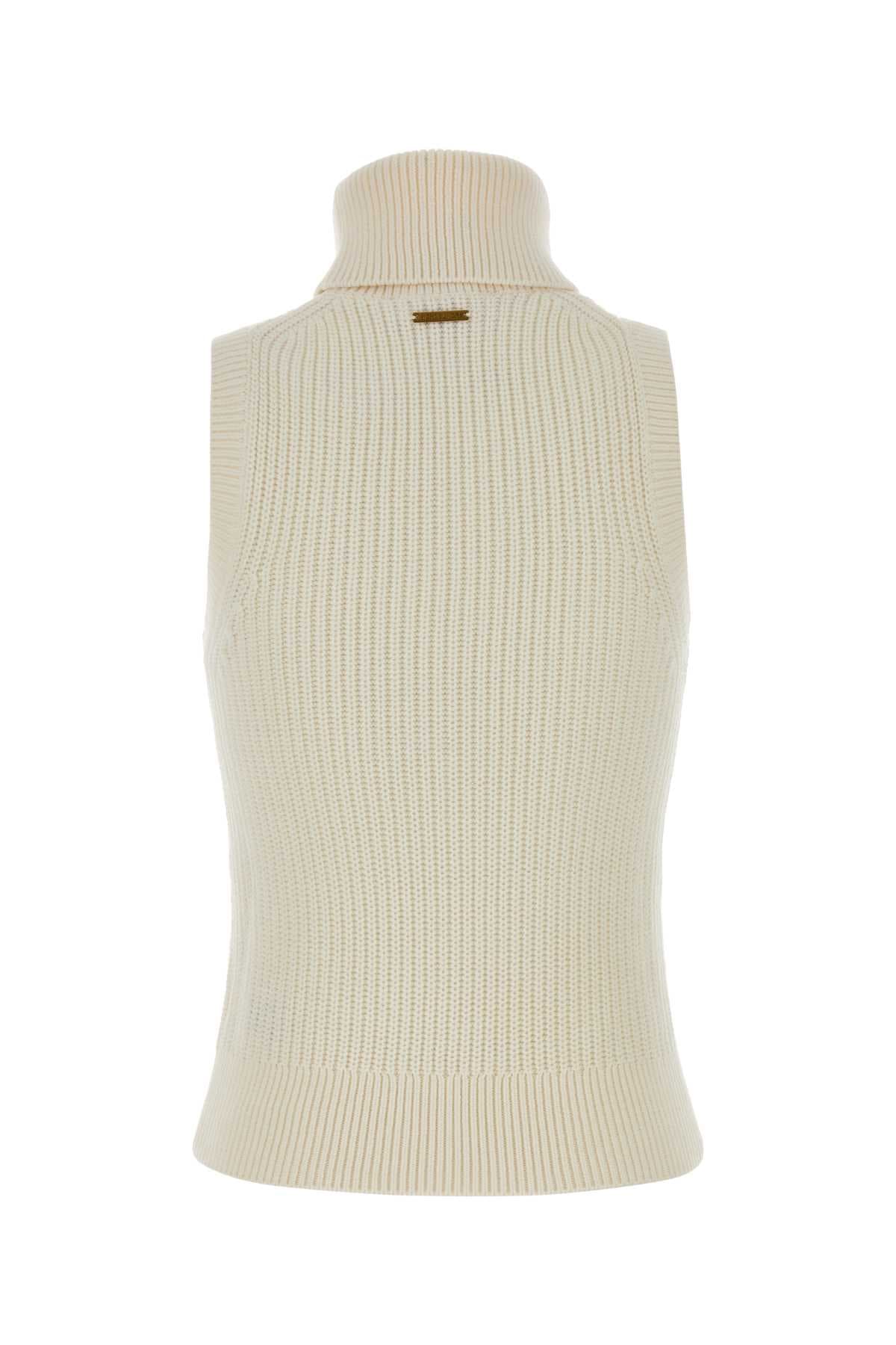 Ivory wool blend vest - мініатюра 2