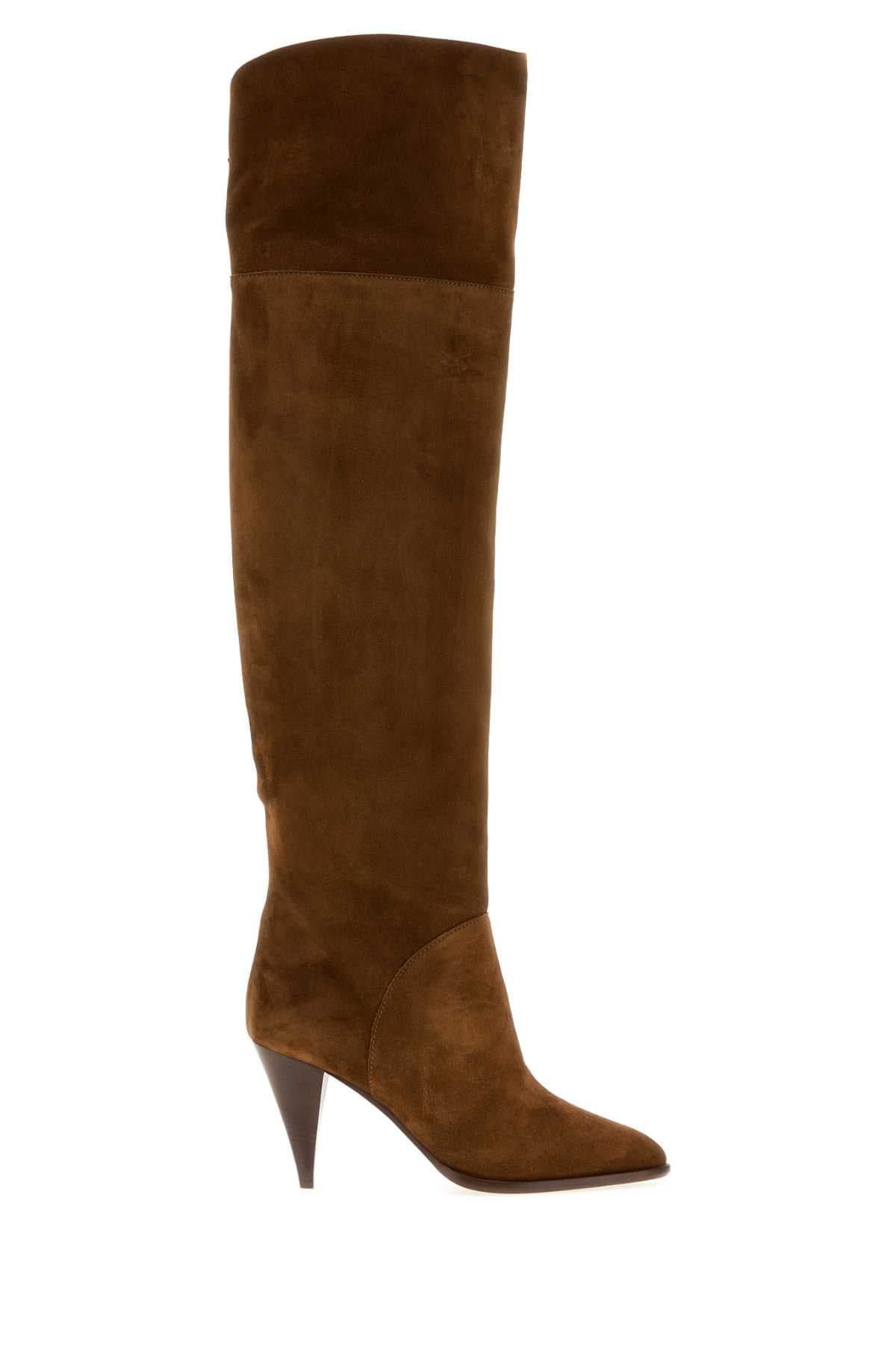 Brown suede boots