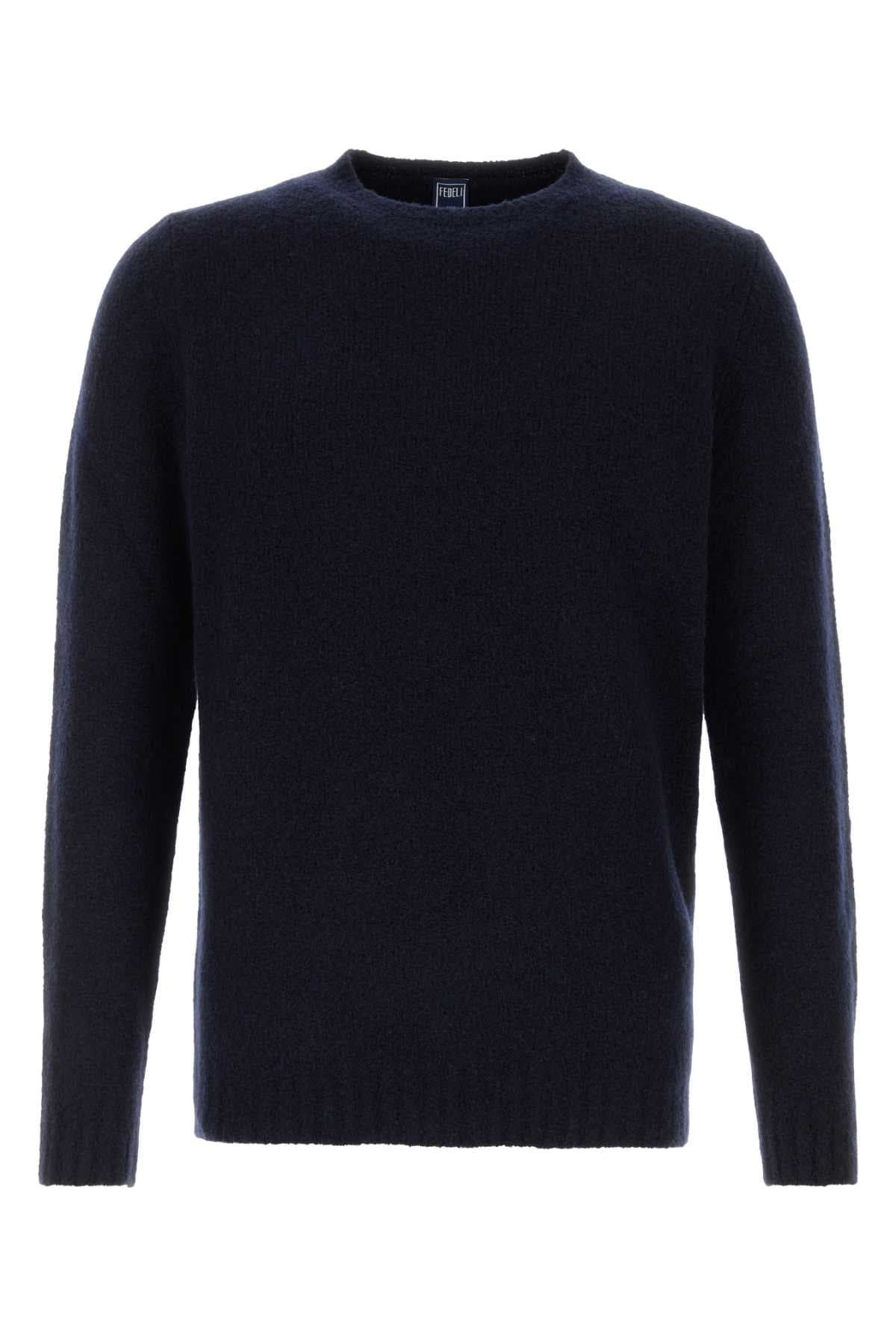 Midnight blue stretch wool blend sweater
