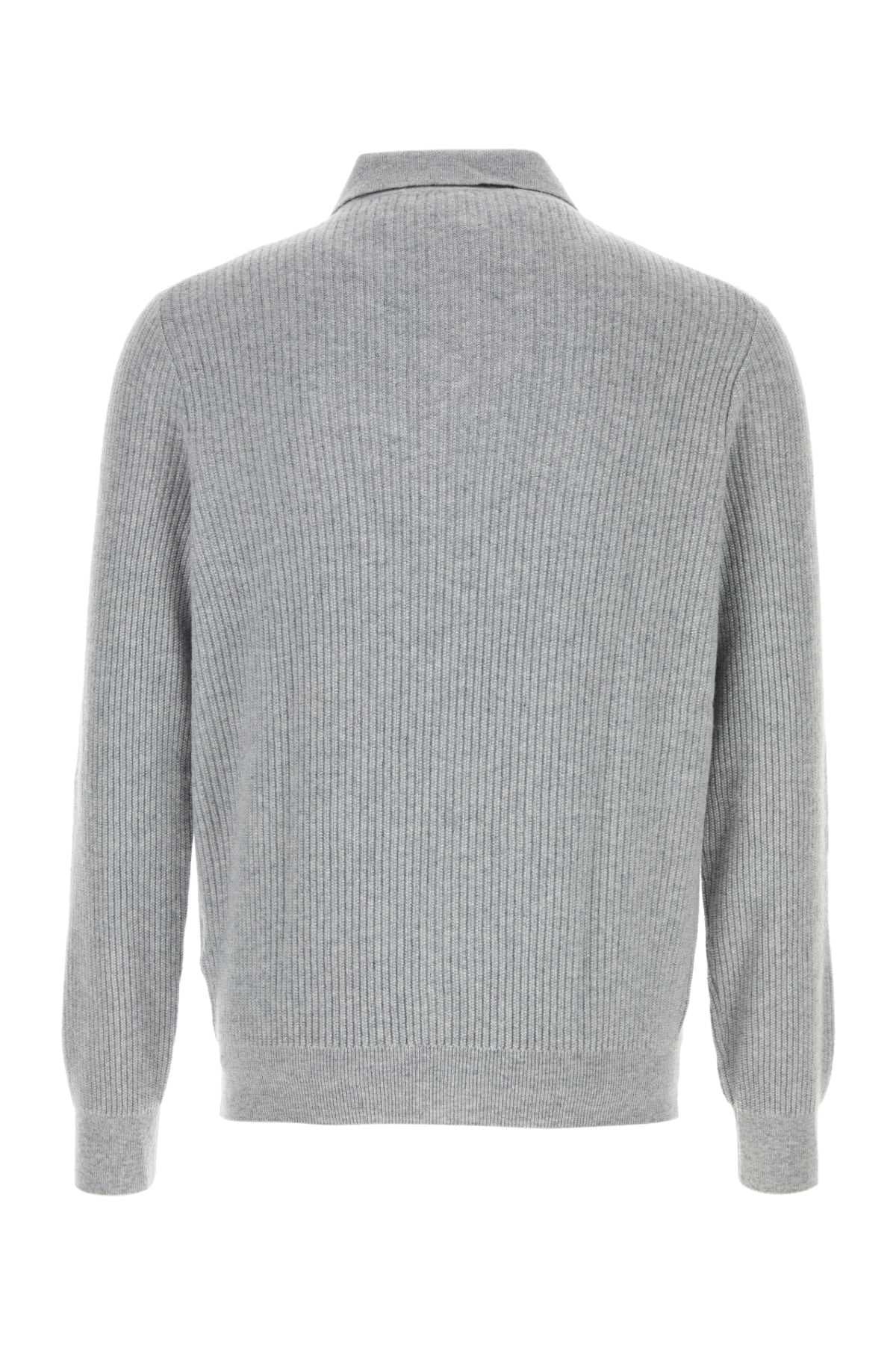 Grey wool blend polo shirt - мініатюра 2