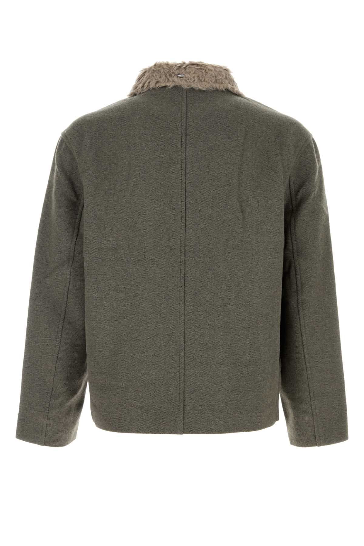 Dark grey wool blend jacket - мініатюра 2