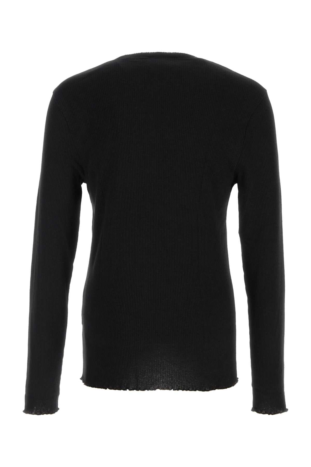 Black cotton blend t-shirt - мініатюра 2