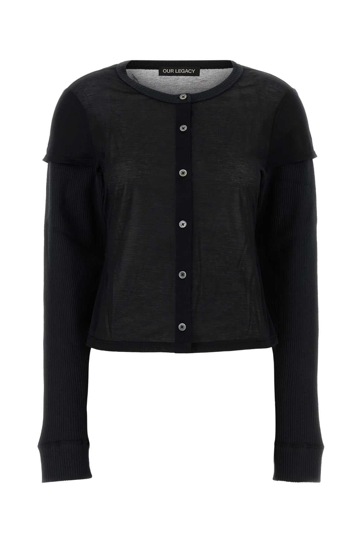 Black cotton blend cardigan
