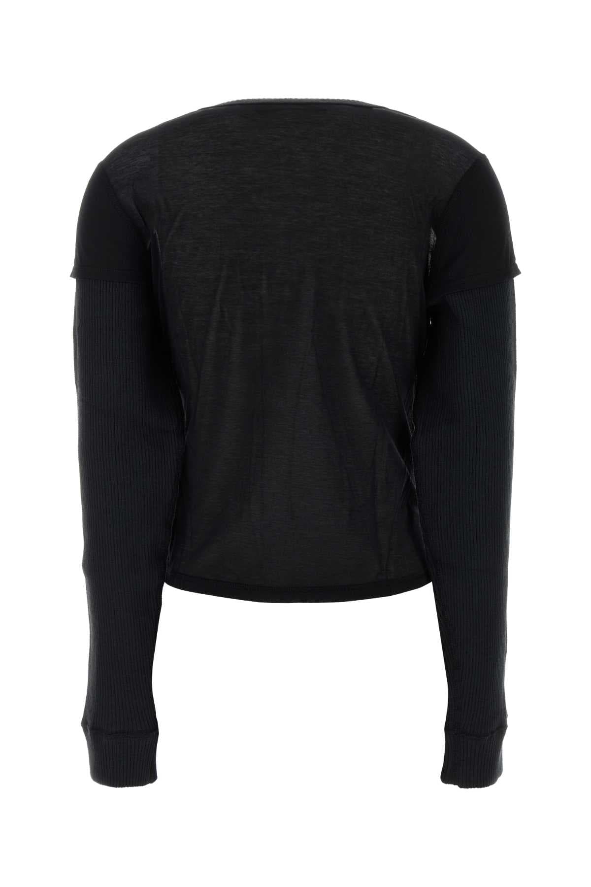 Black cotton blend cardigan - мініатюра 2