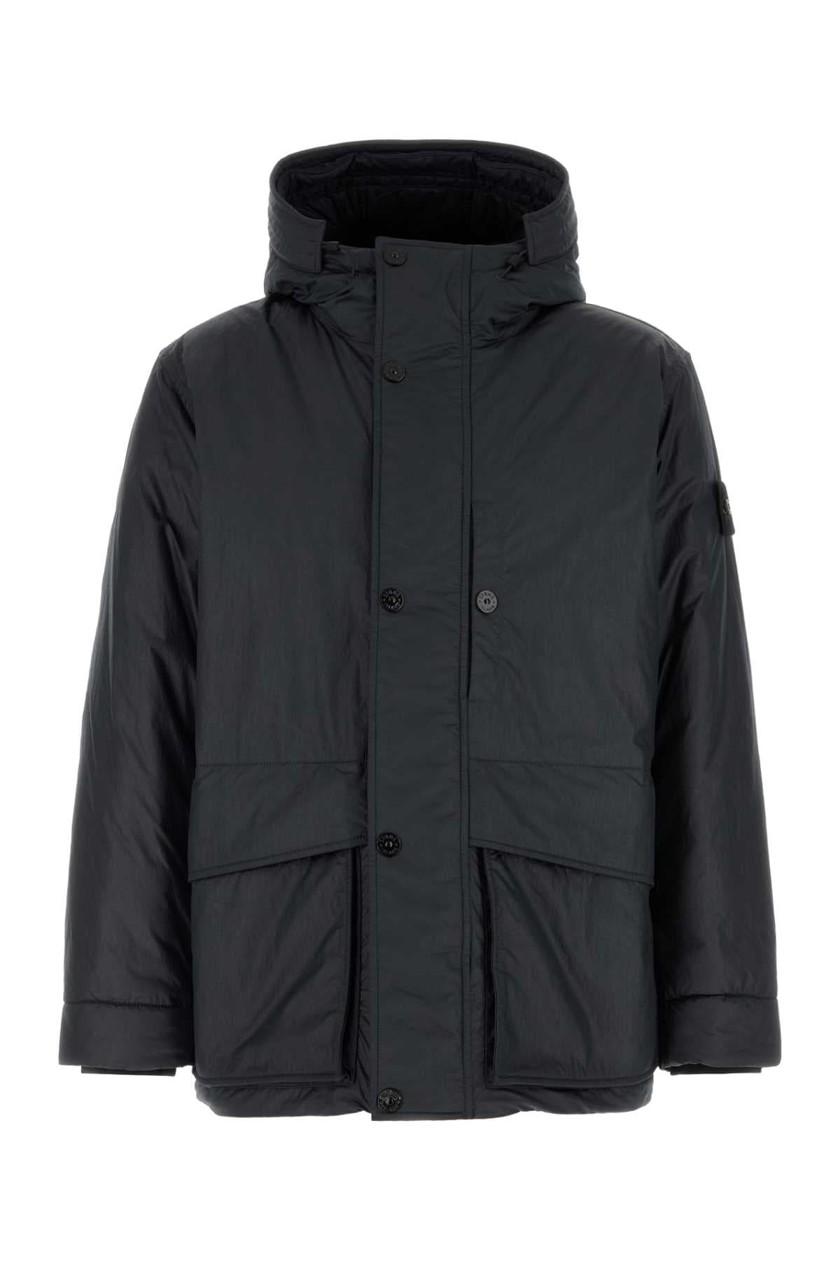 Midnight blue nylon and polyester parka