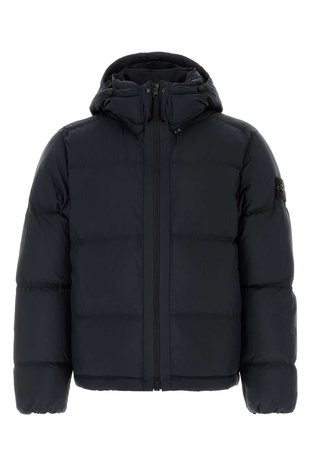 Navy blue nylon down jacket