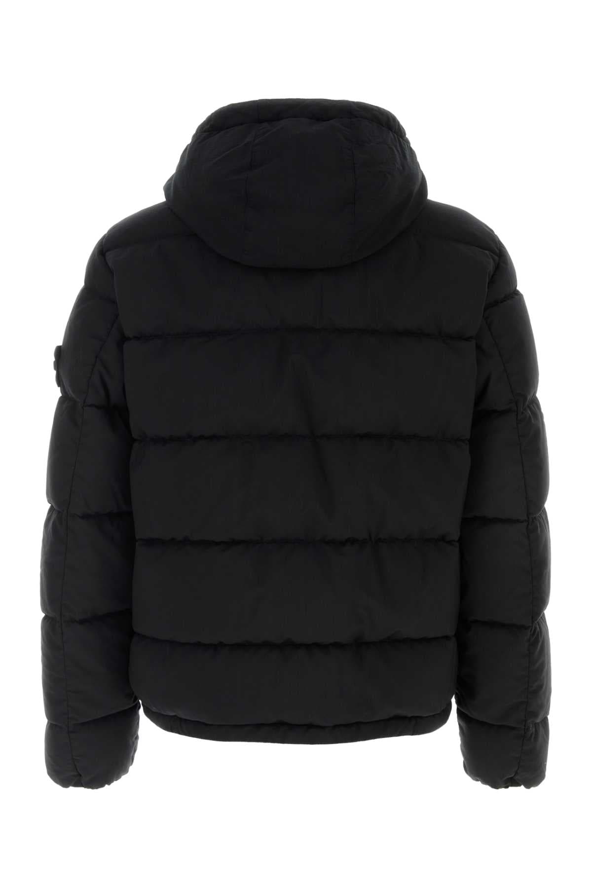 Black stretch wool blend down jacket - мініатюра 2
