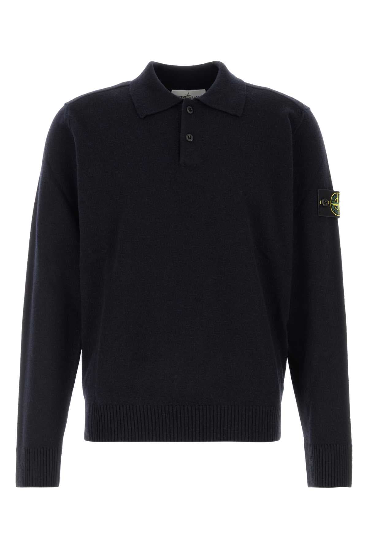 Midnight blue wool polo shirt