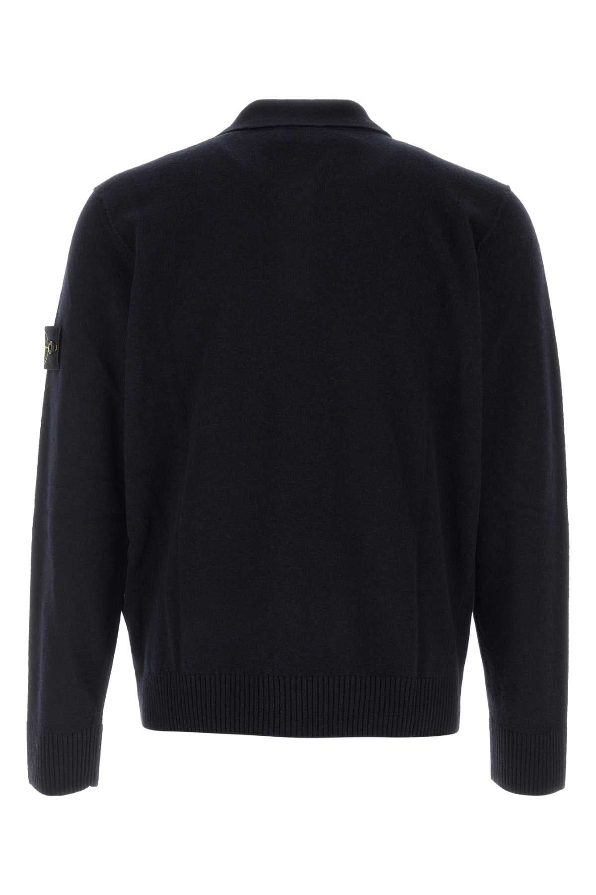 Midnight blue wool polo shirt - мініатюра 2