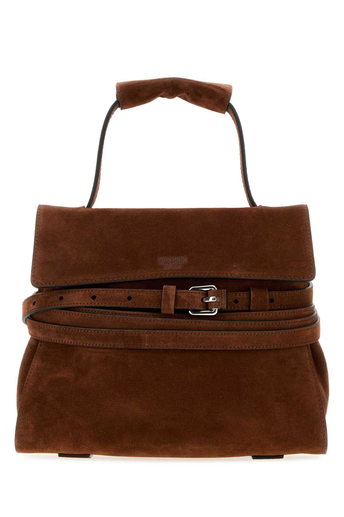 Brown suede regular Moschino Tie Me handbag