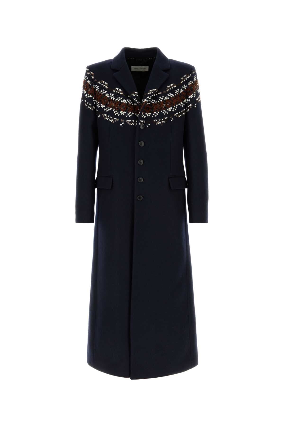 Navy blue wool blend coat