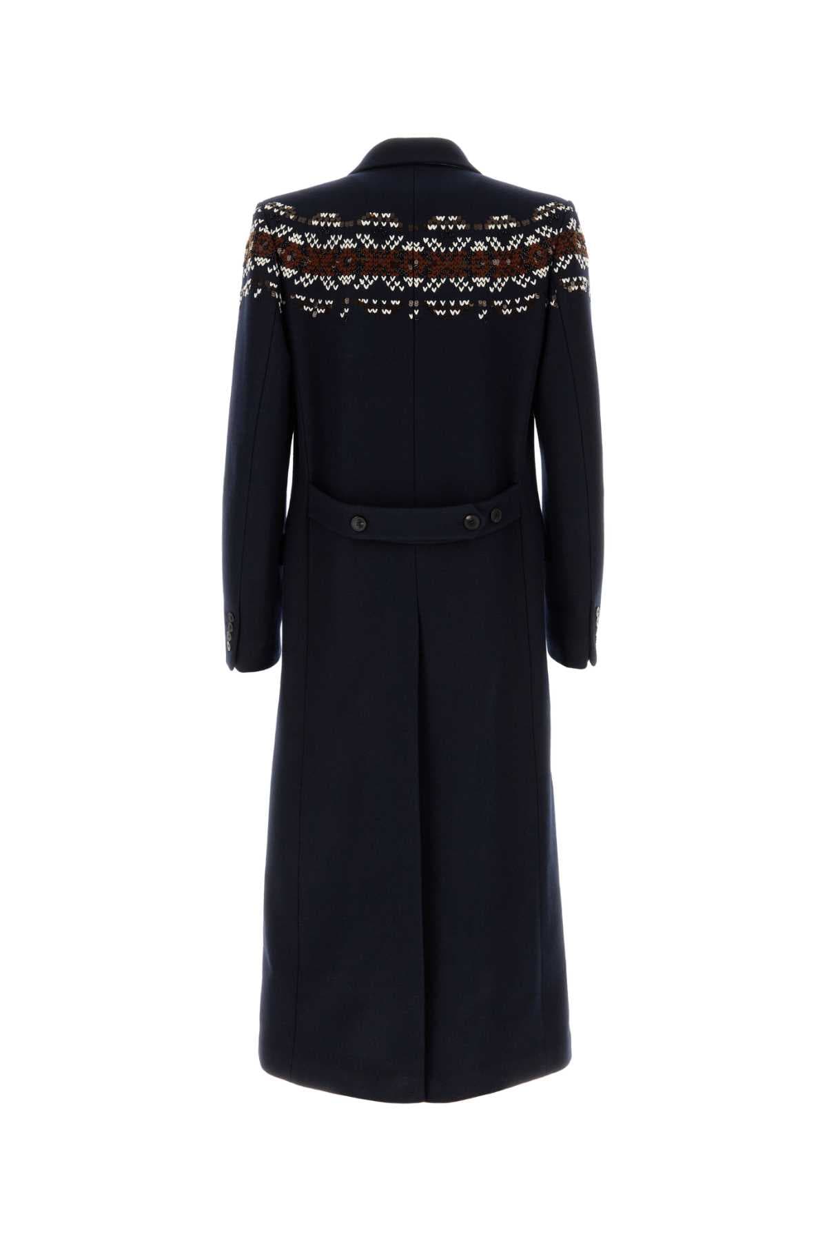 Navy blue wool blend coat - мініатюра 2