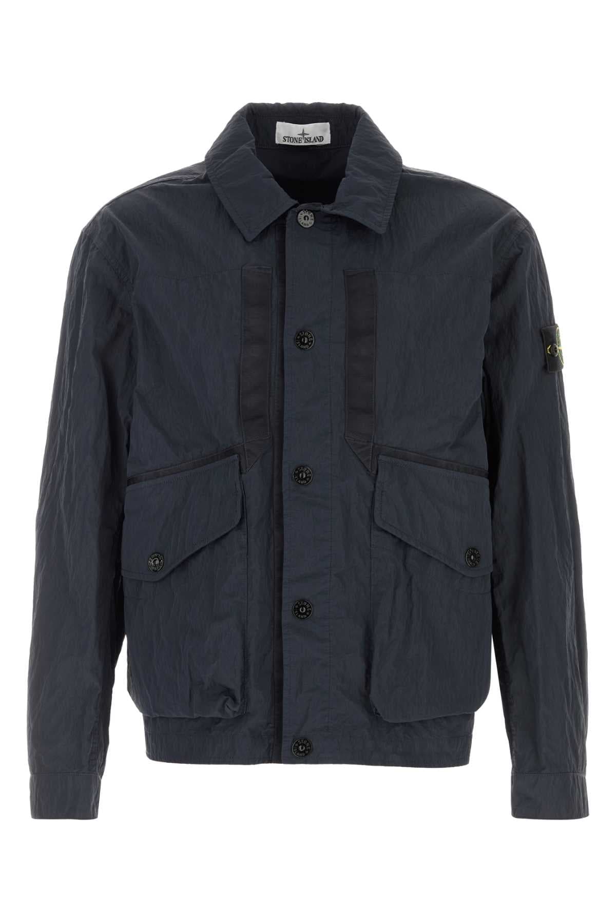 Dark blue nylon windbreaker