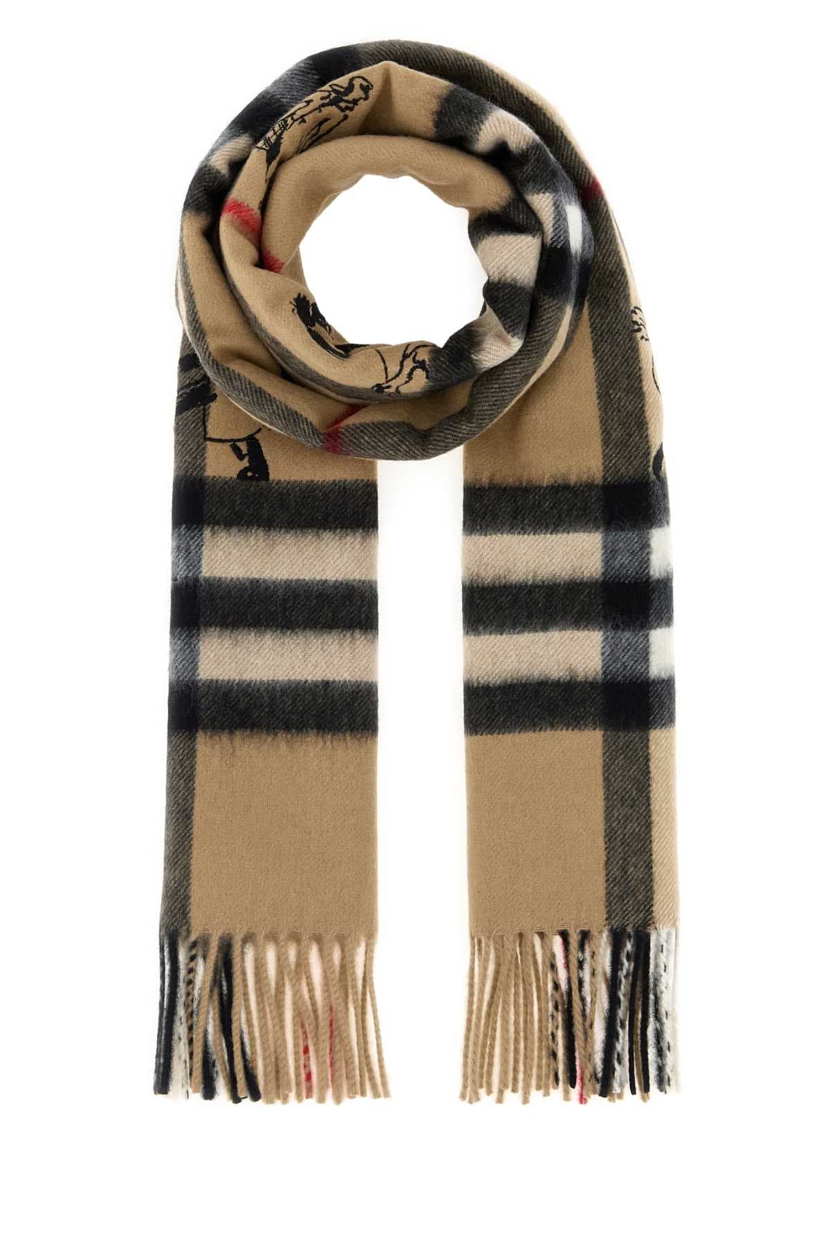Embroidered cashmere scarf