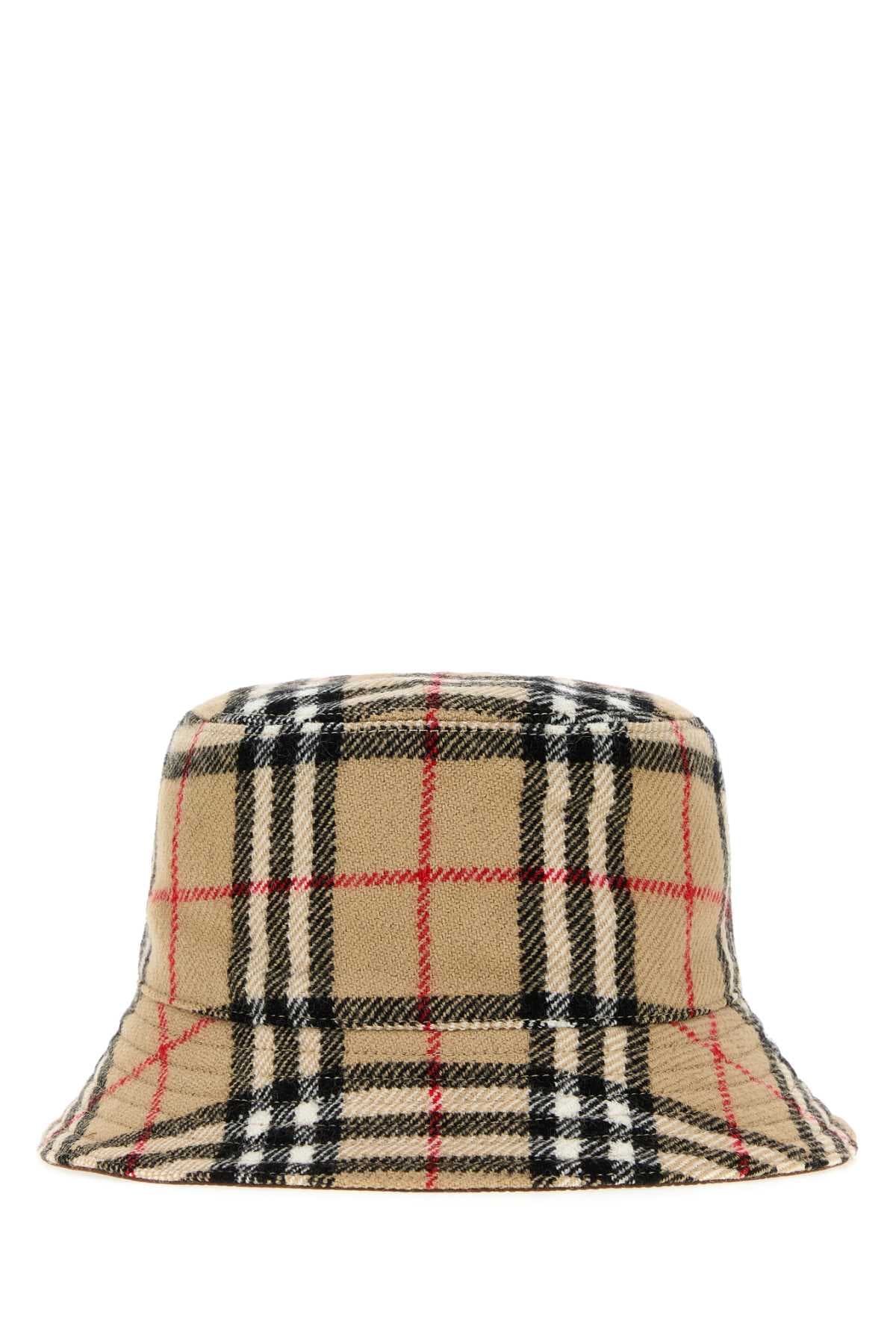 Embroidered wool reversible bucket hat