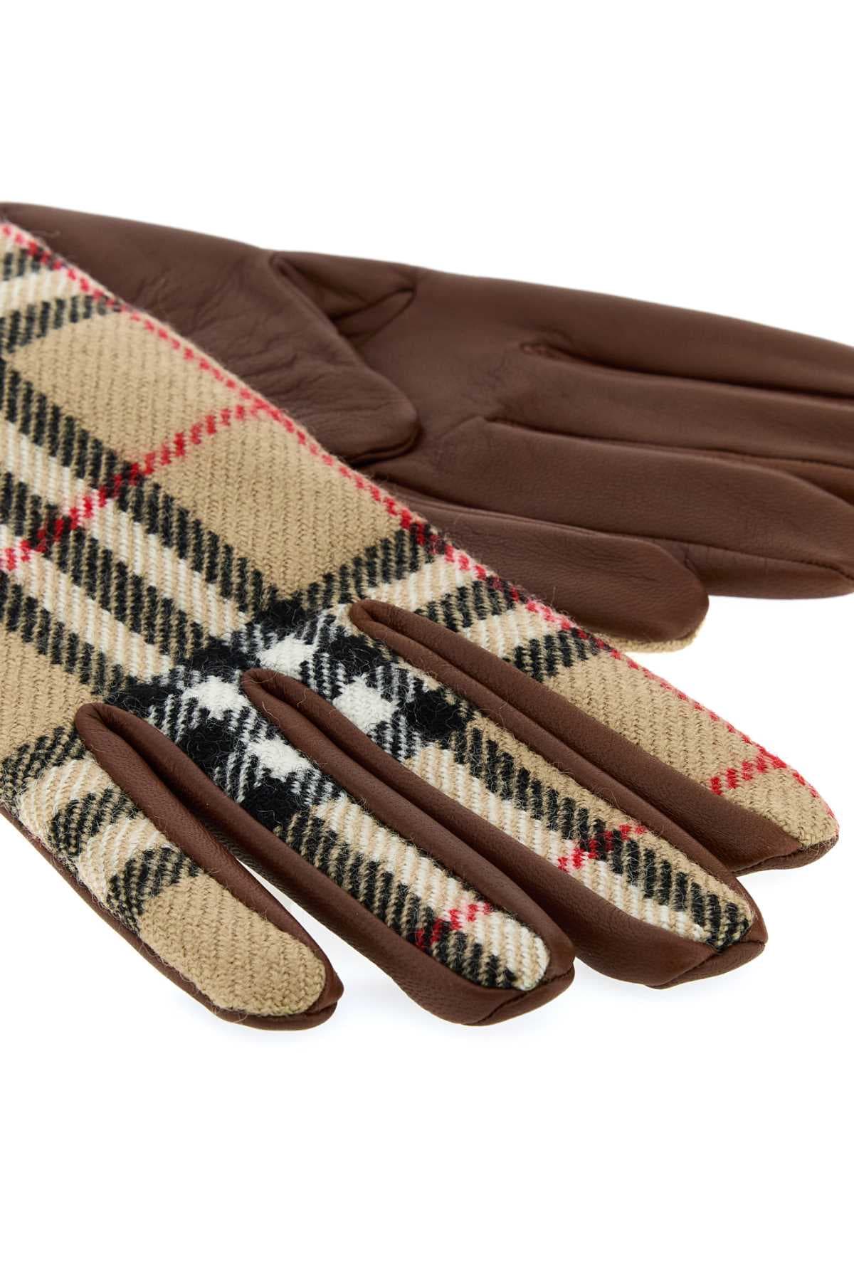 Multicolor wool and leather gloves - мініатюра 2