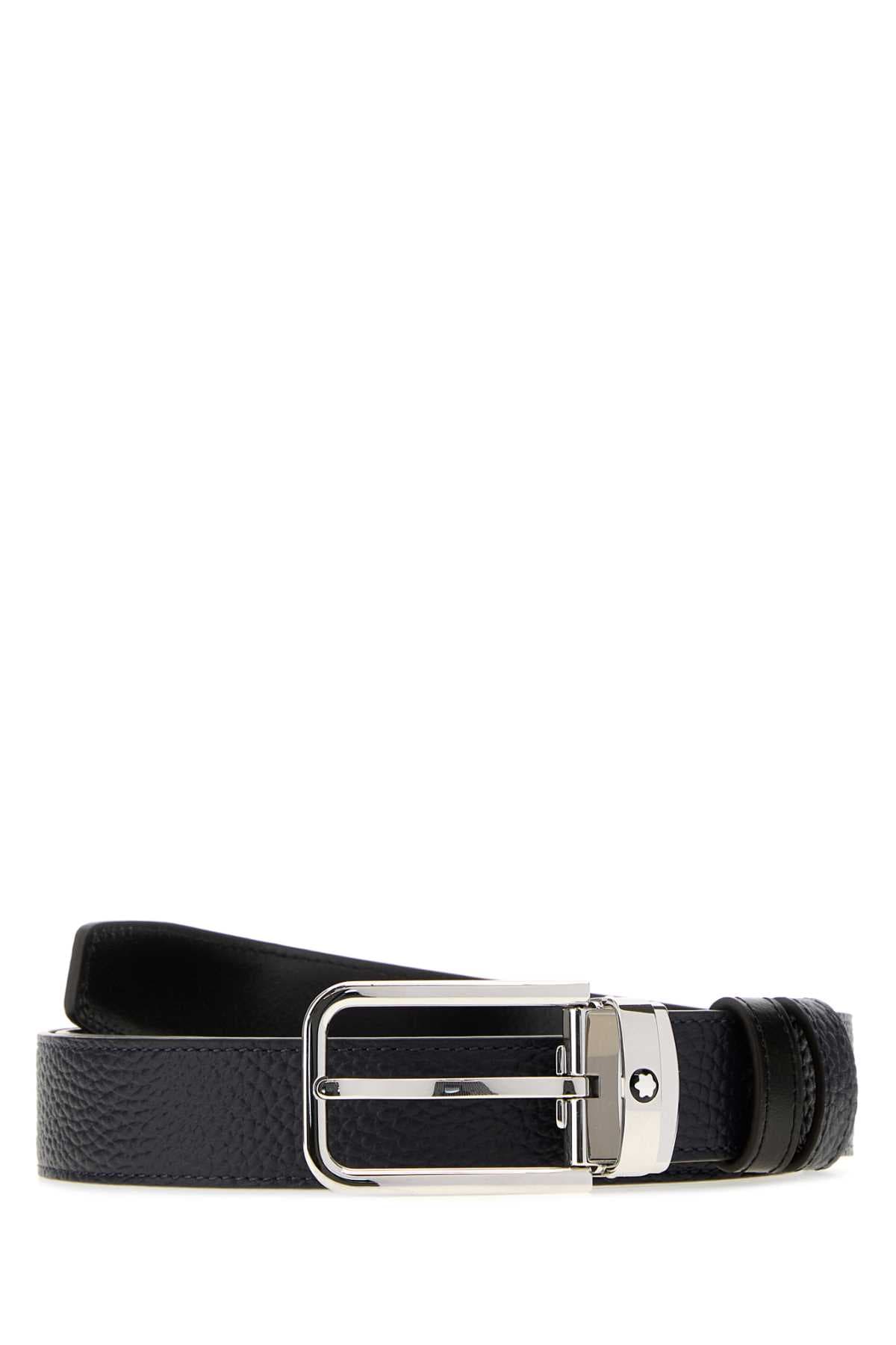 Midnight blue leather reversible belt
