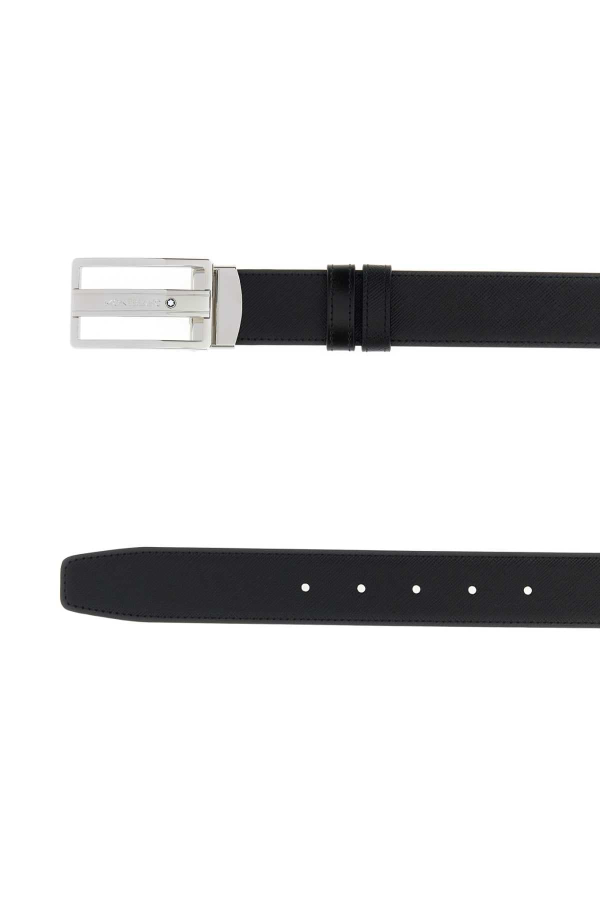 Black leather reversible belt - мініатюра 2
