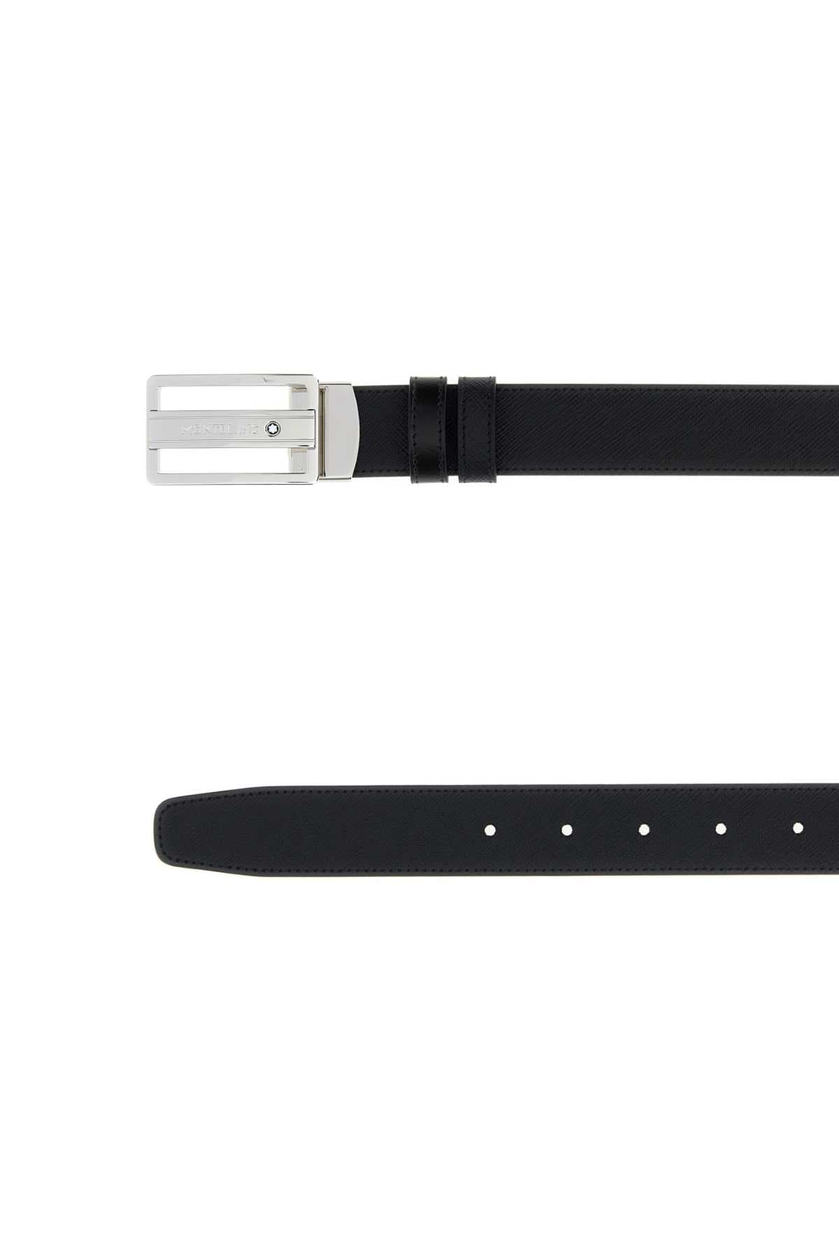 Black leather reversible belt - мініатюра 2
