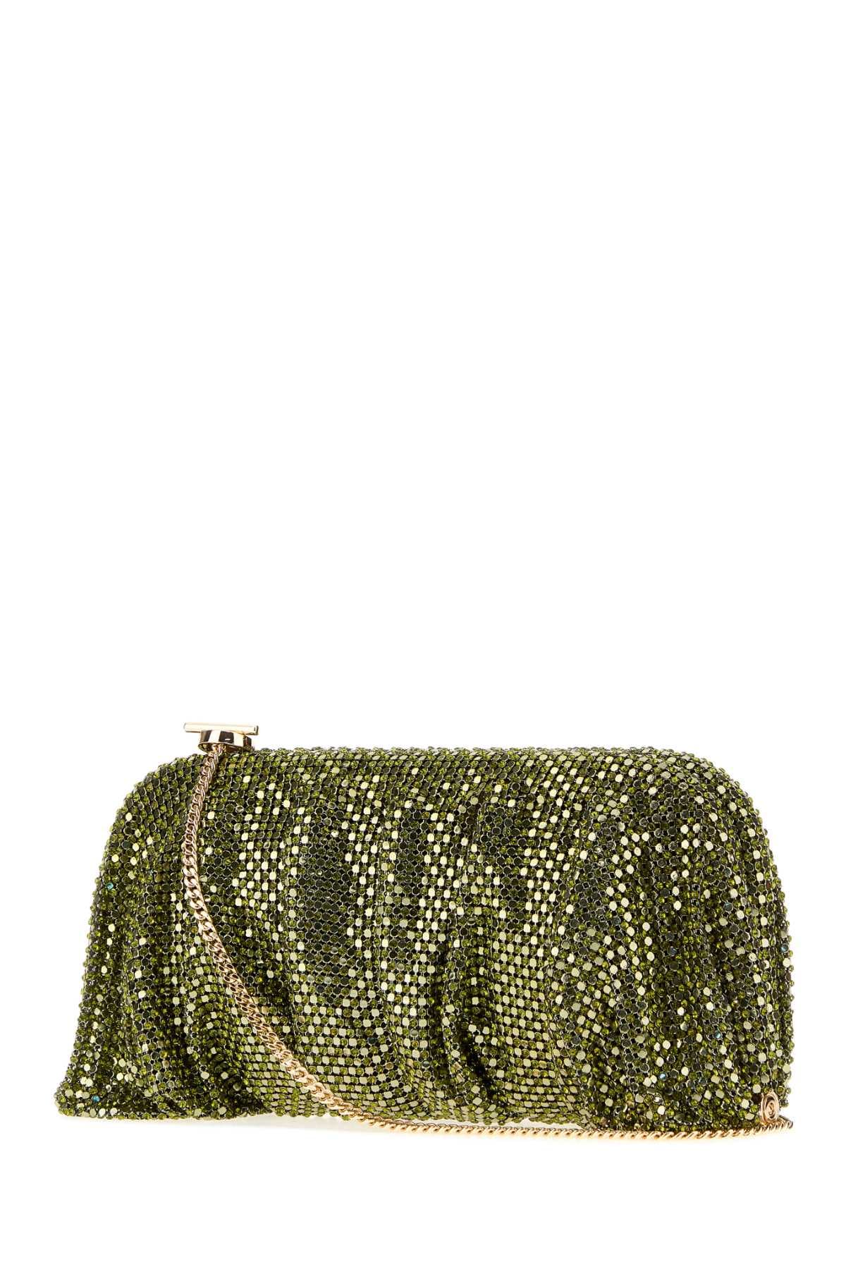 Green rhinestones knit La Grande Venus clutch - мініатюра 2