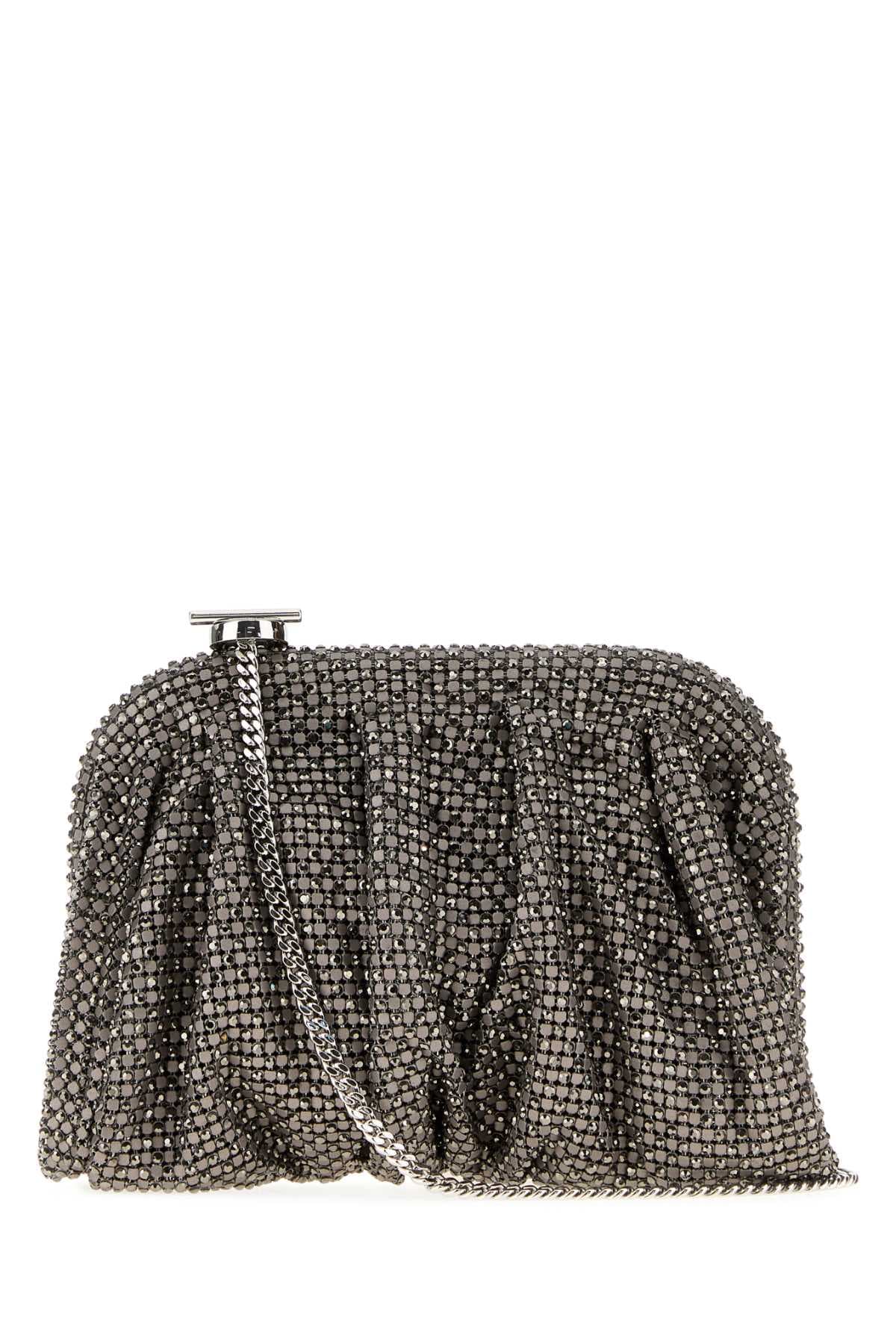 Grey rhinestones knit La Petite Venus clutch