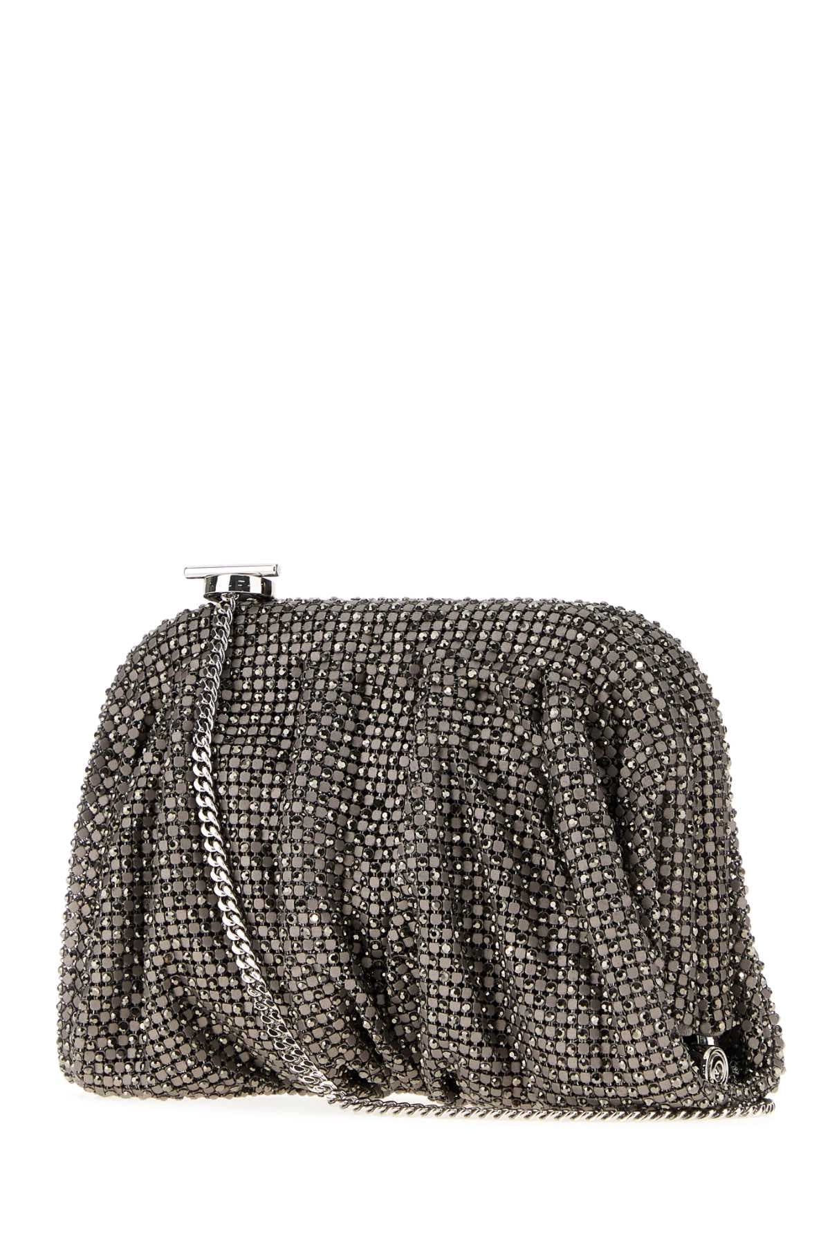 Grey rhinestones knit La Petite Venus clutch - мініатюра 2