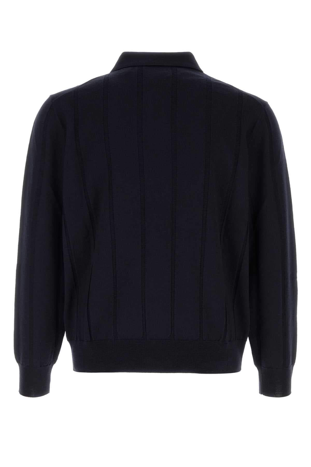 Midnight blue wool polo shirt - мініатюра 2