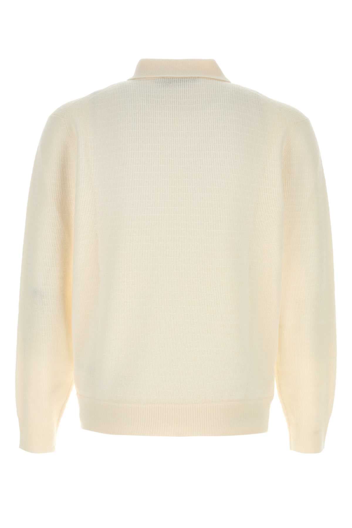 Ivory wool blend polo shirt - мініатюра 2