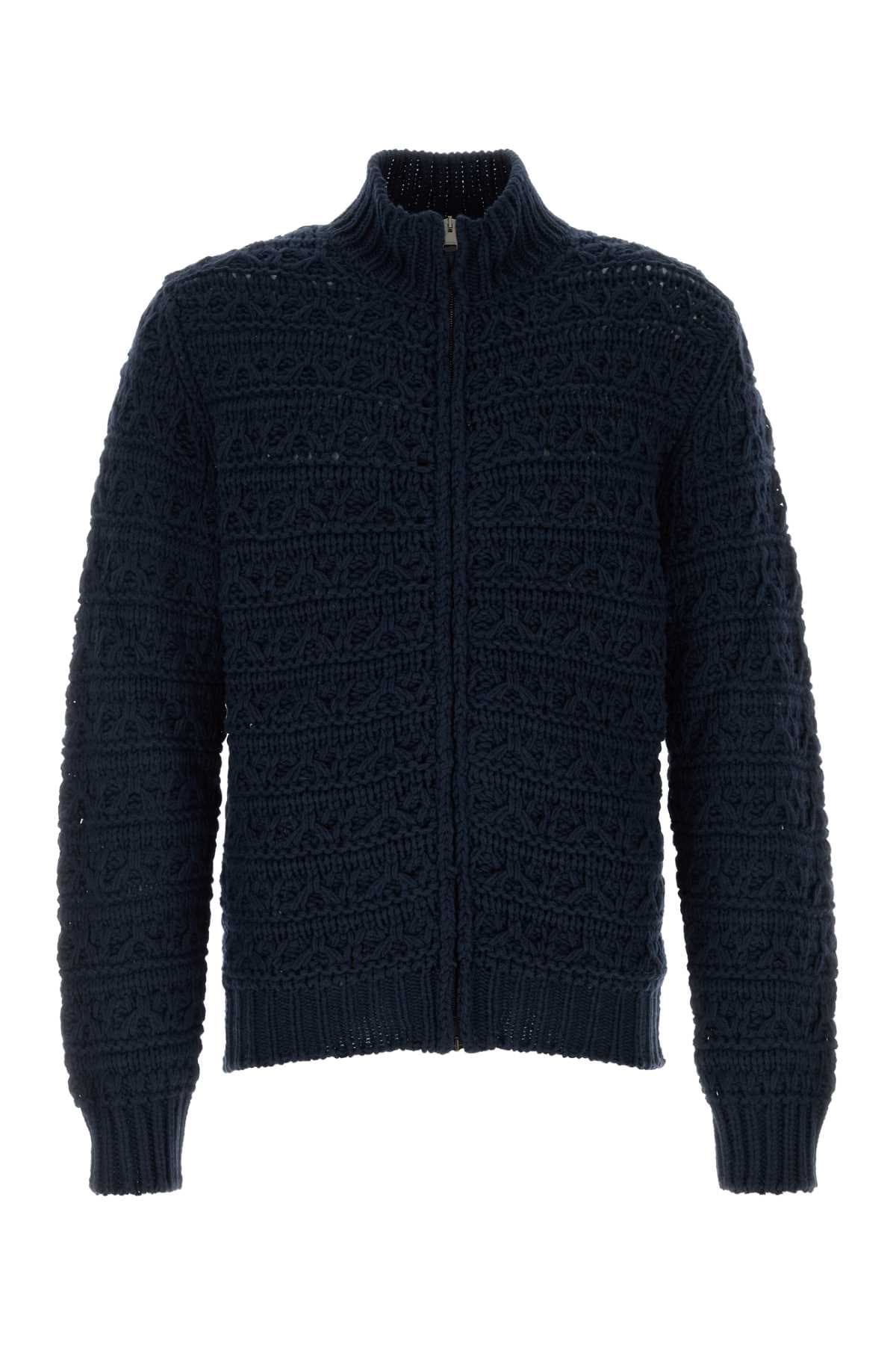 Navy blue alpaca blend cardigan