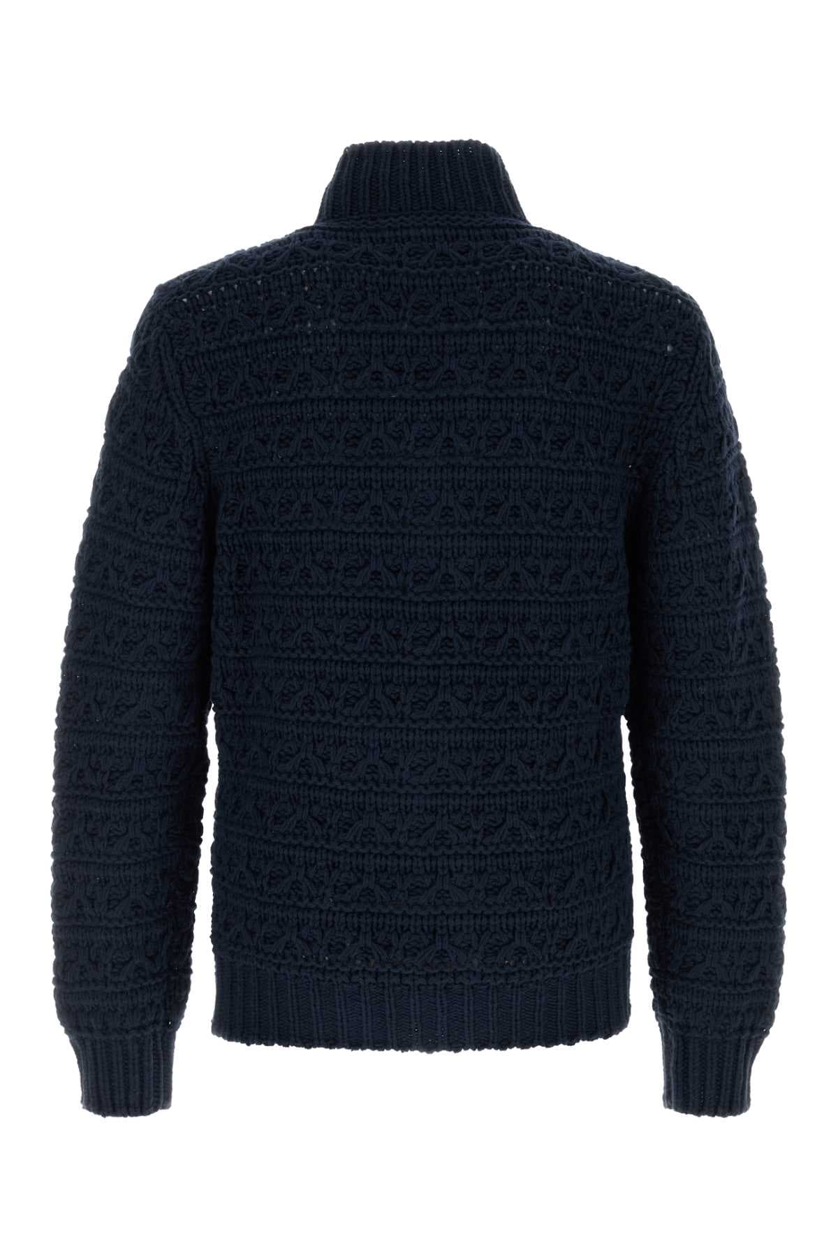 Navy blue alpaca blend cardigan - мініатюра 2