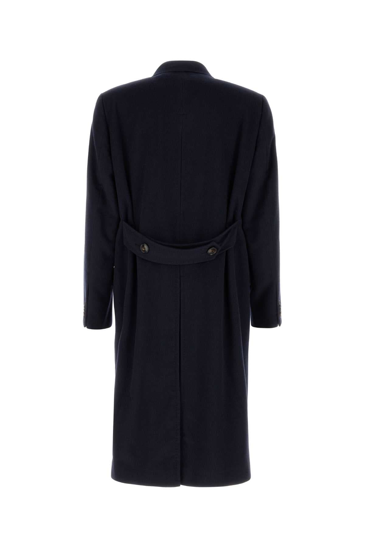 Navy blue cashmere coat - мініатюра 2
