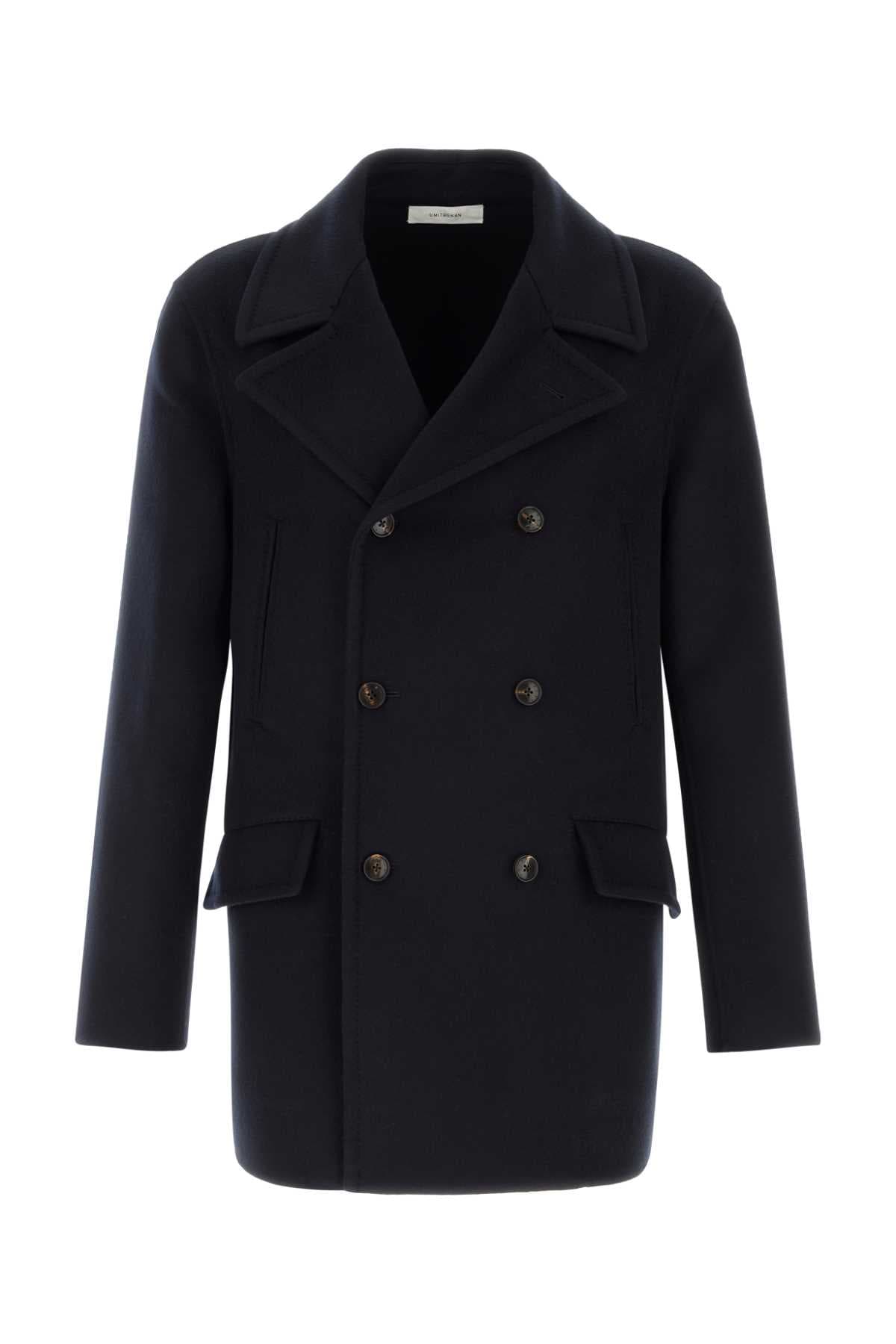 Navy blue wool blend coat