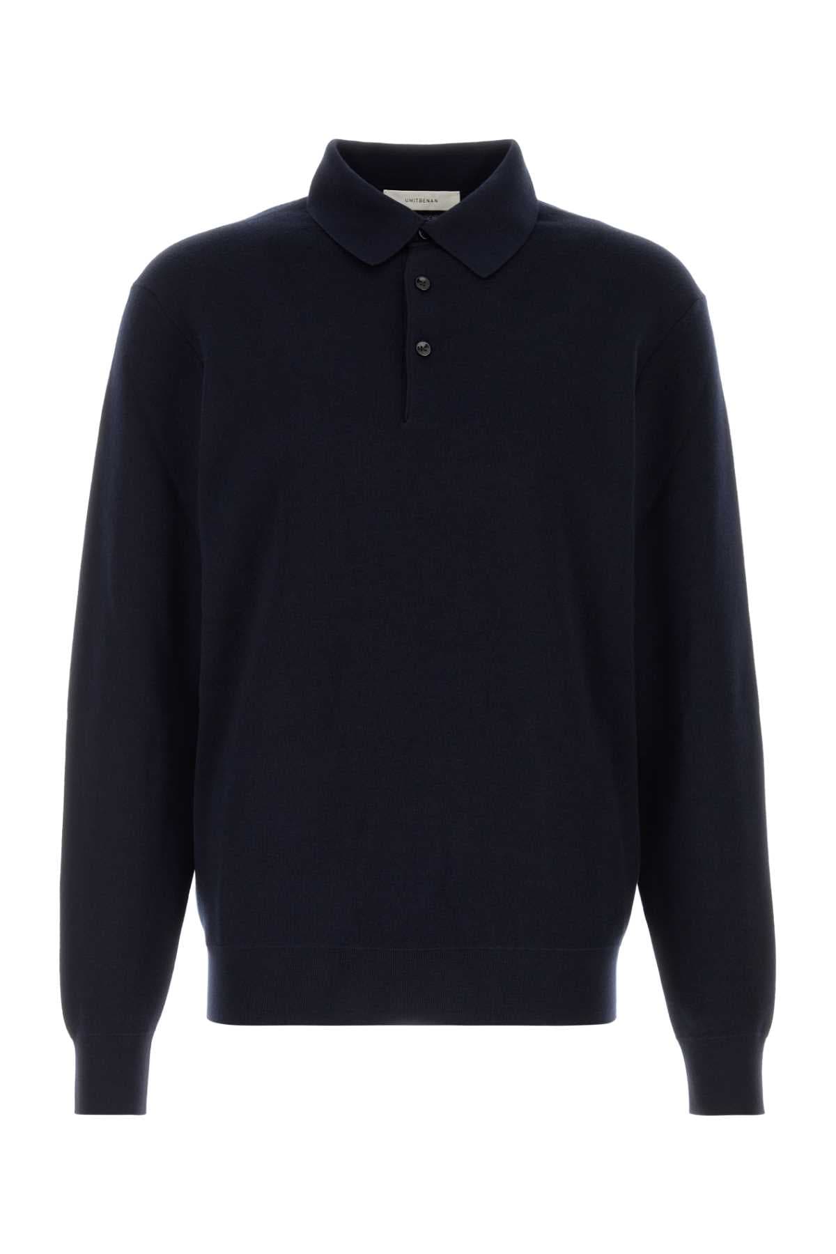 Midnight blue cashmere blend polo shirt