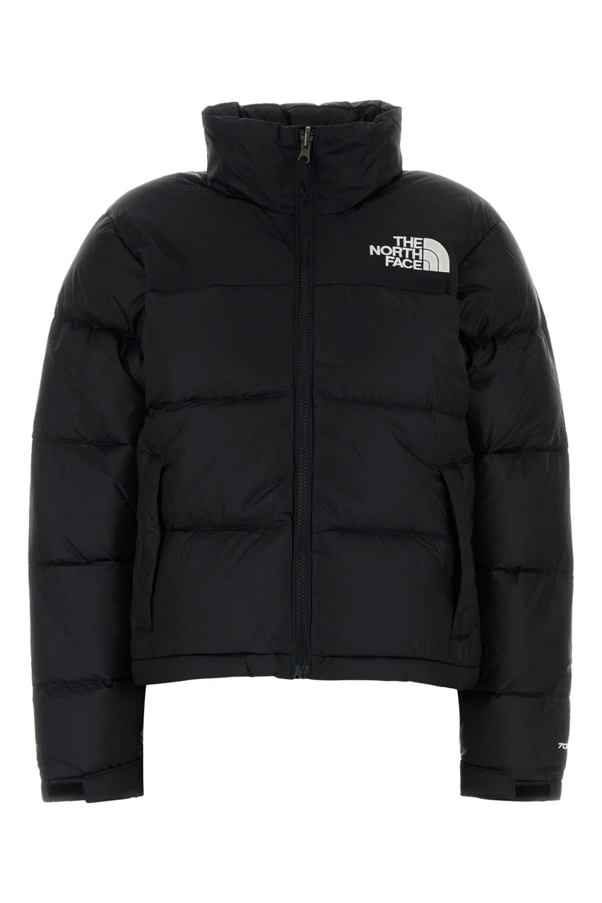 Black nylon down jacket