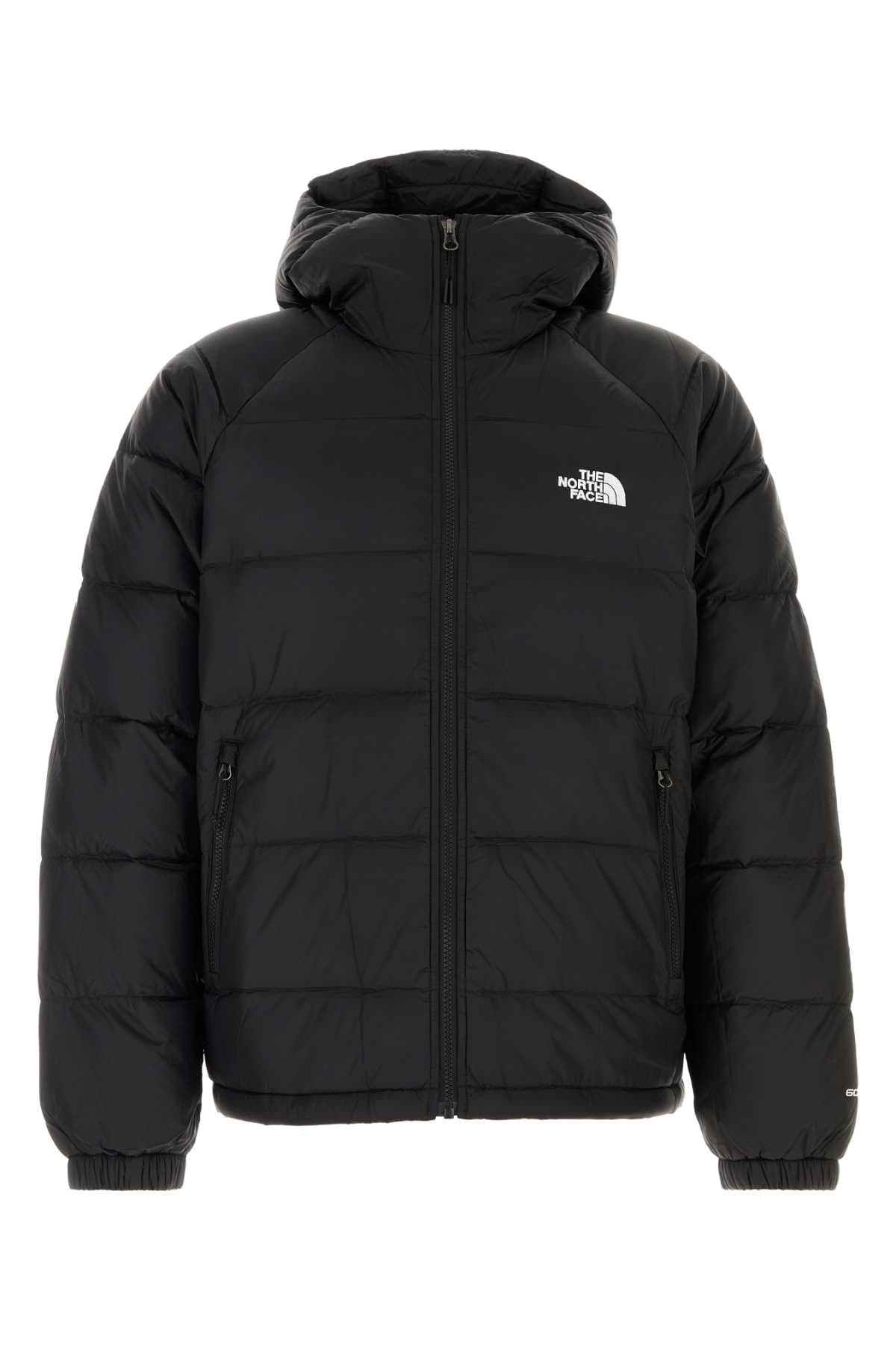 Black nylon down jacket
