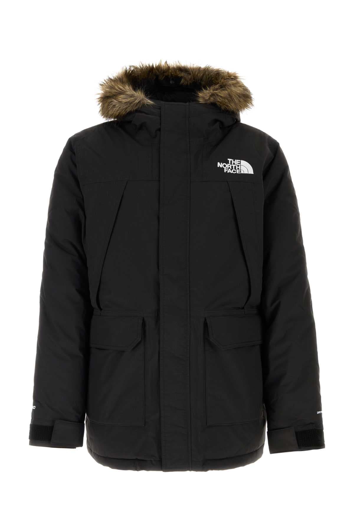 Black nylon down jacket