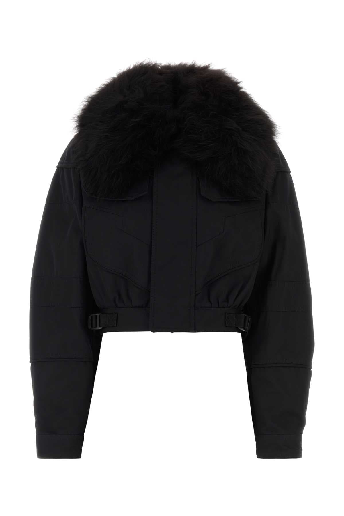 Black cotton blend padded jacket