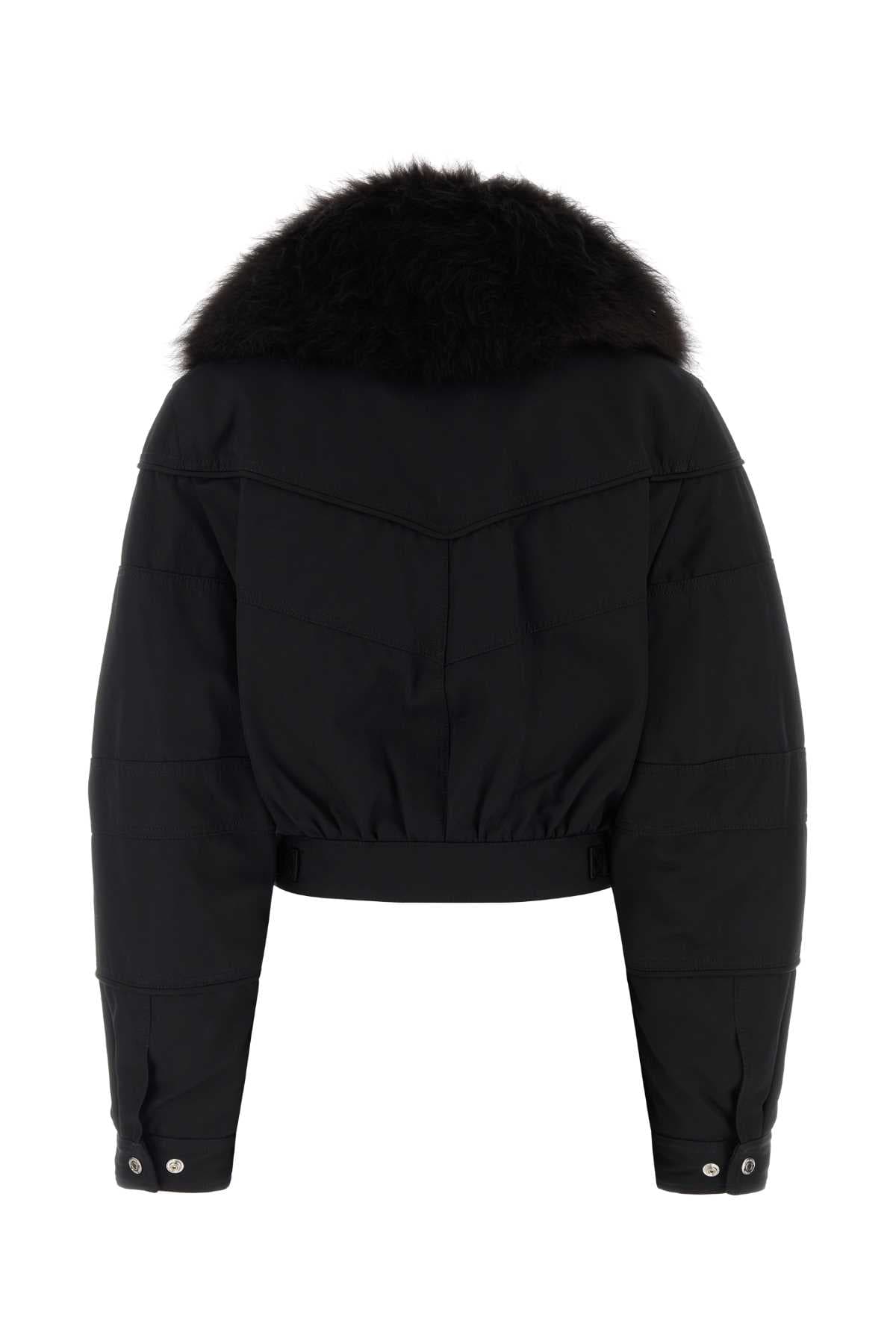 Black cotton blend padded jacket - мініатюра 2