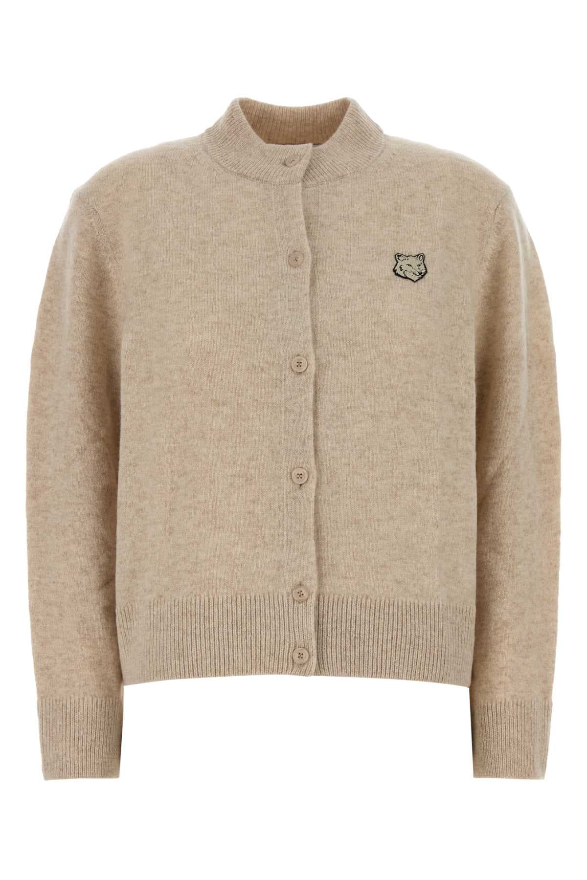 Melange beige wool cardigan