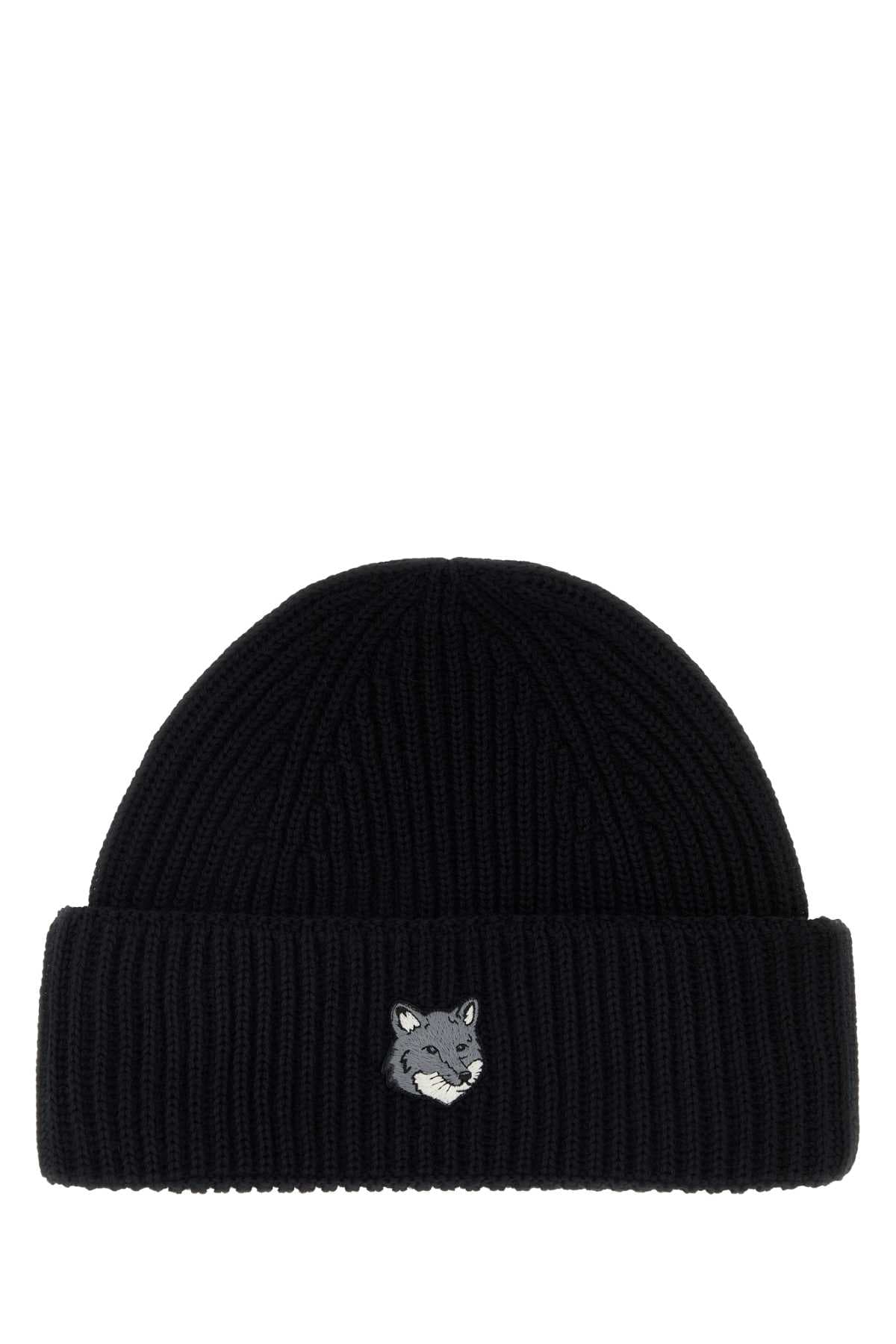 Black wool beanie hat