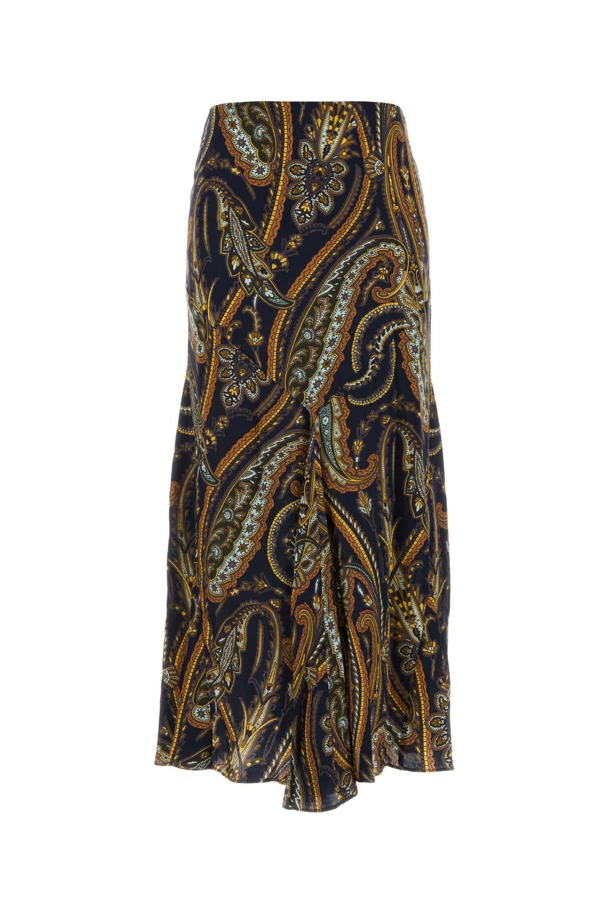 Printed satin skirt