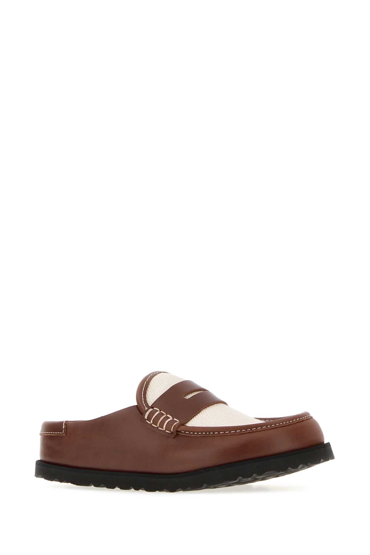 Two-tone canvas and nappa leather Naples slippers - мініатюра 2