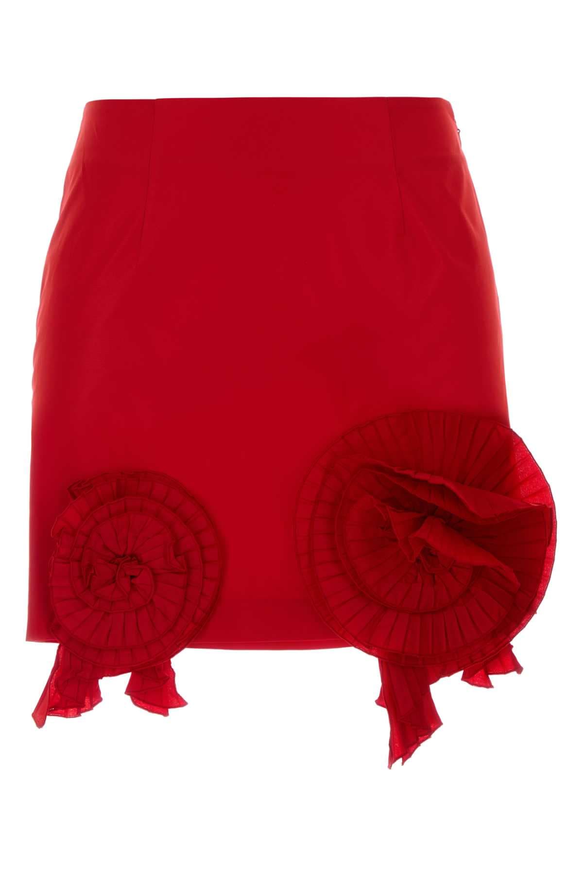 Red taffeta mini skirt
